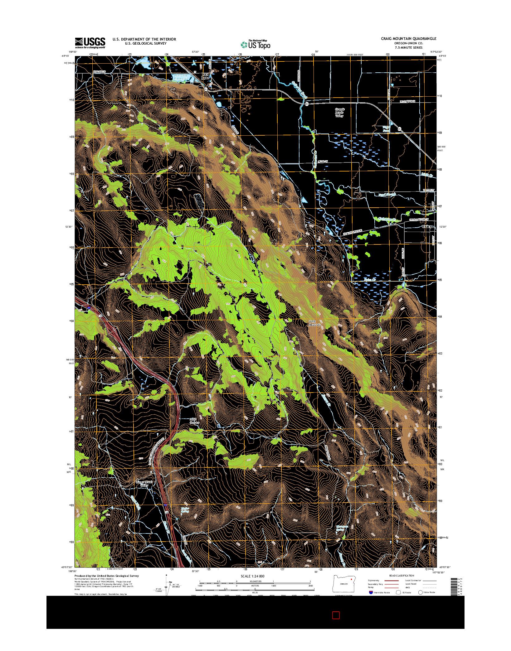 USGS US TOPO 7.5-MINUTE MAP FOR CRAIG MOUNTAIN, OR 2017