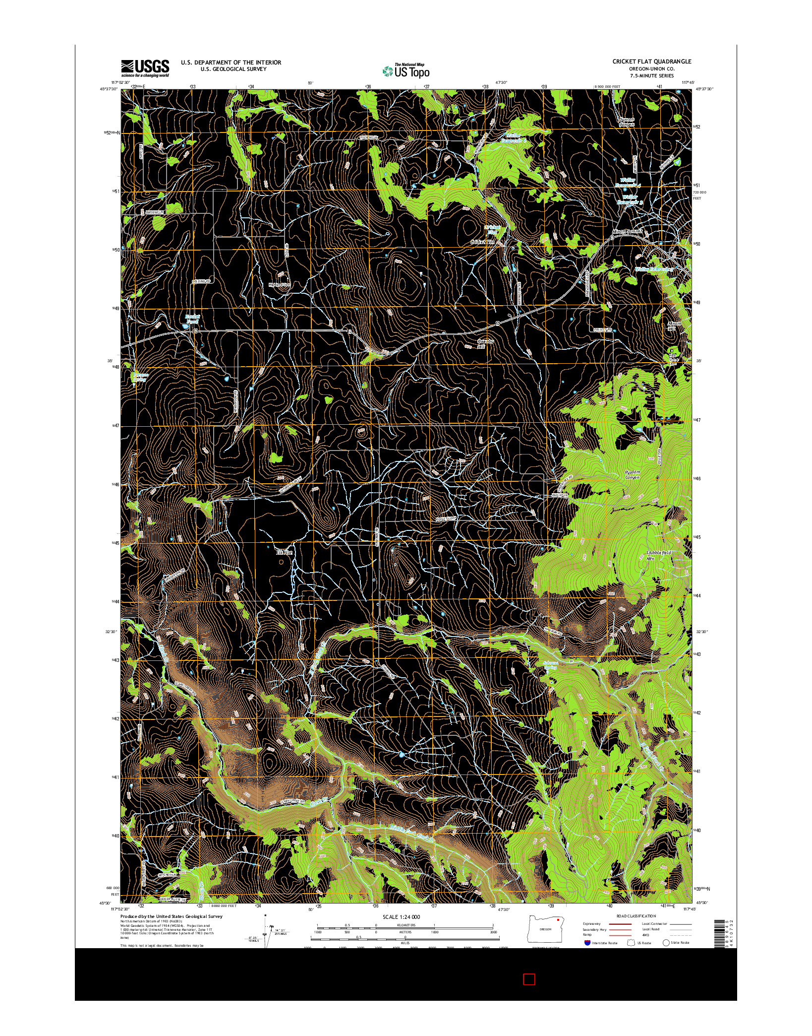 USGS US TOPO 7.5-MINUTE MAP FOR CRICKET FLAT, OR 2017