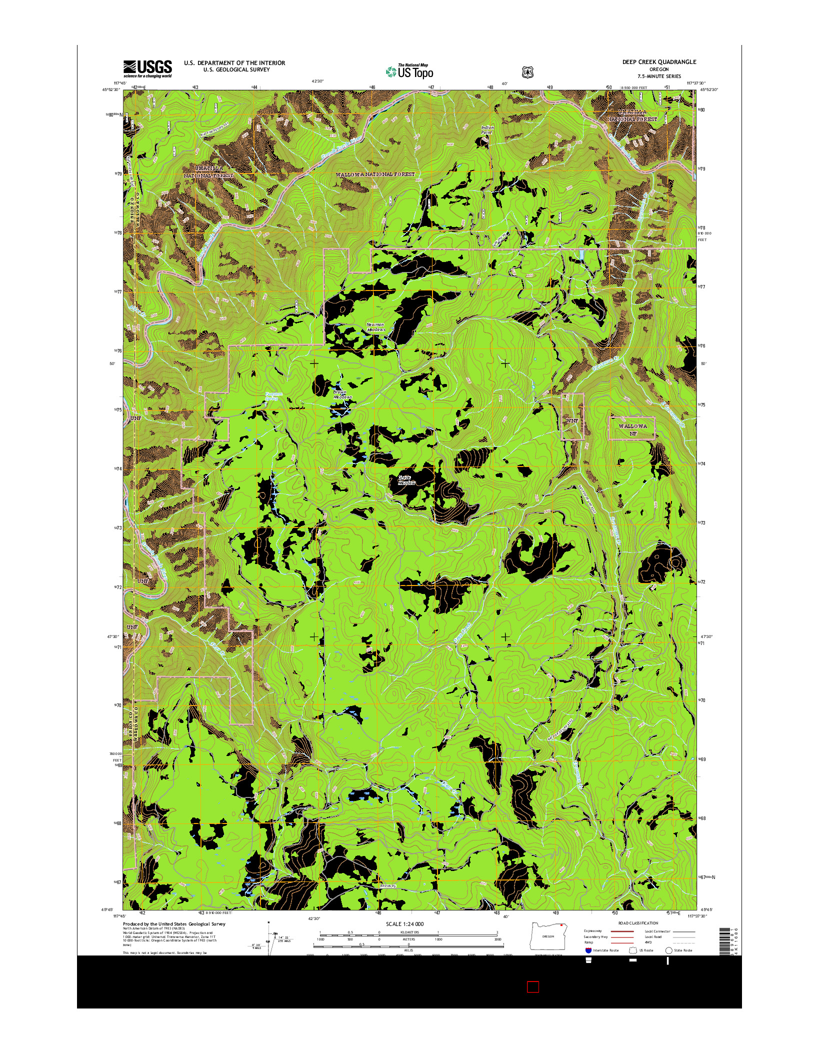 USGS US TOPO 7.5-MINUTE MAP FOR DEEP CREEK, OR 2017