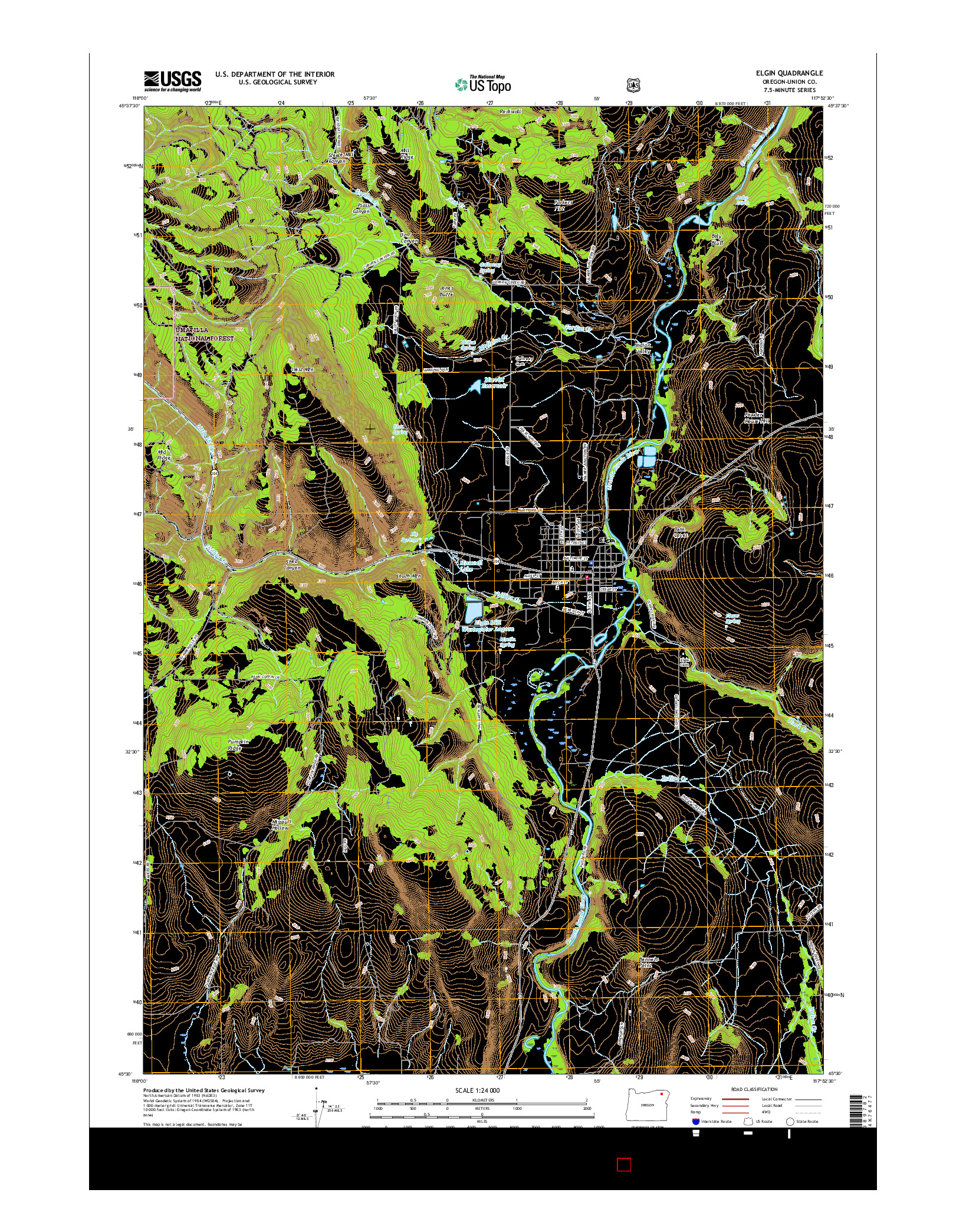 USGS US TOPO 7.5-MINUTE MAP FOR ELGIN, OR 2017