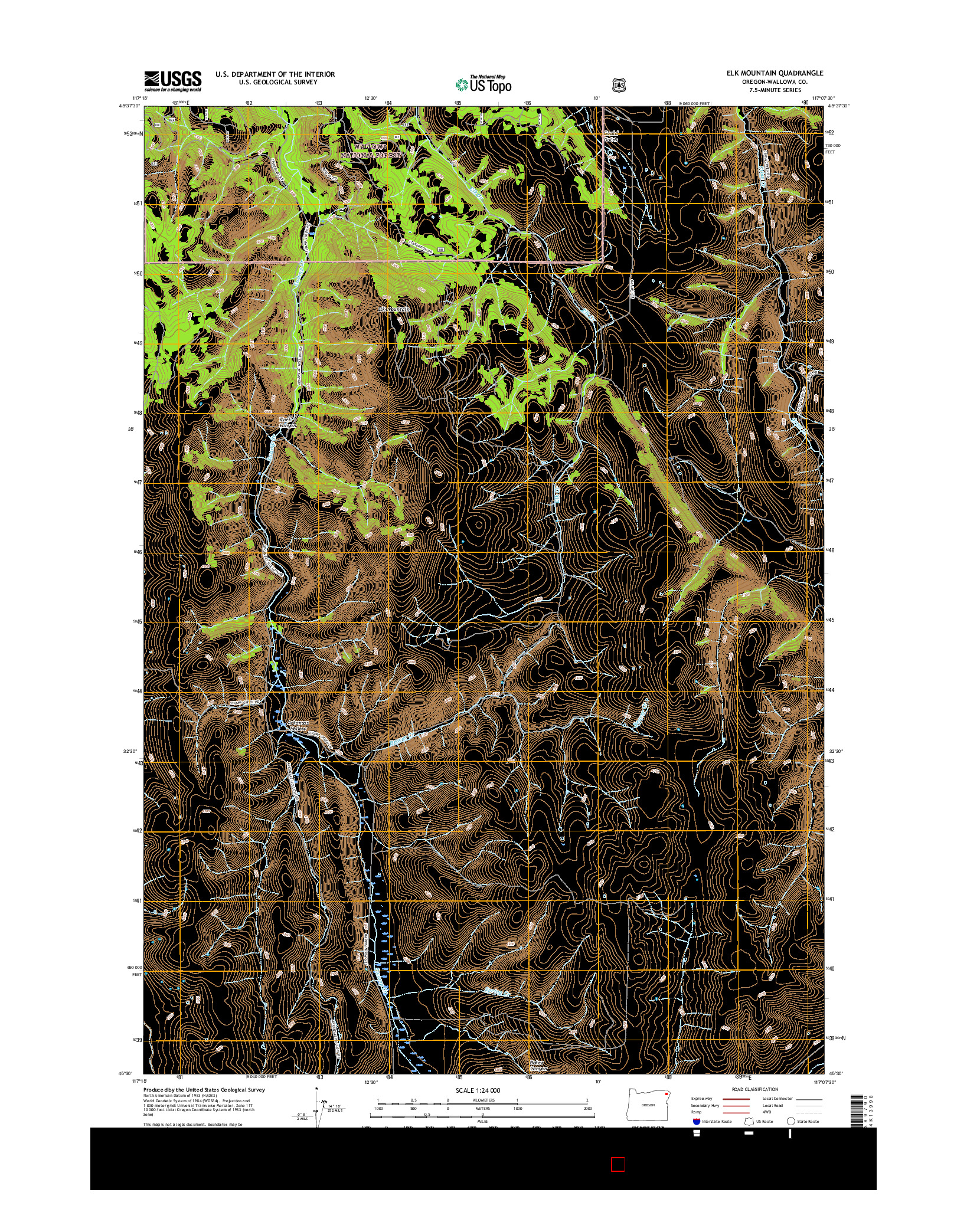 USGS US TOPO 7.5-MINUTE MAP FOR ELK MOUNTAIN, OR 2017
