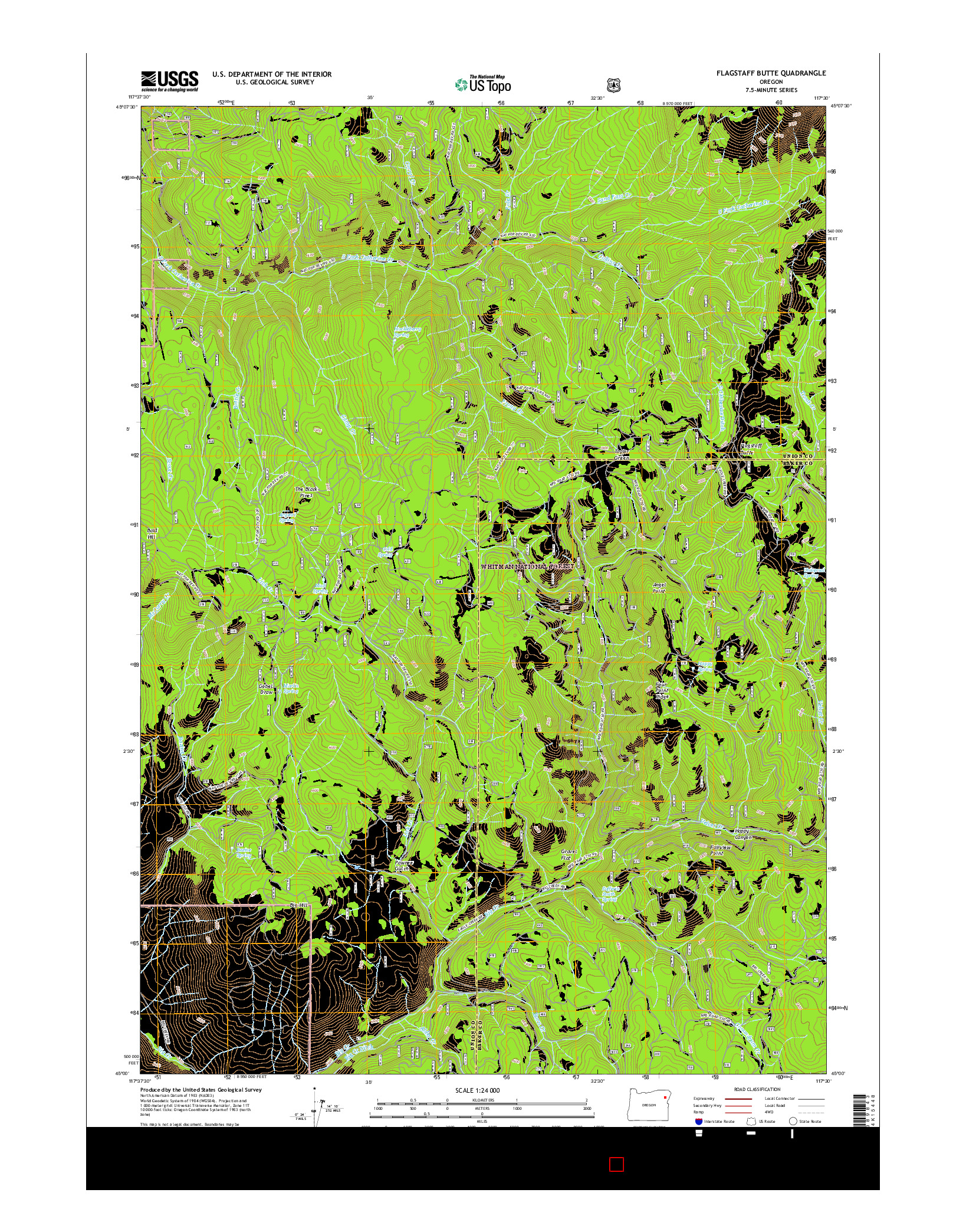 USGS US TOPO 7.5-MINUTE MAP FOR FLAGSTAFF BUTTE, OR 2017