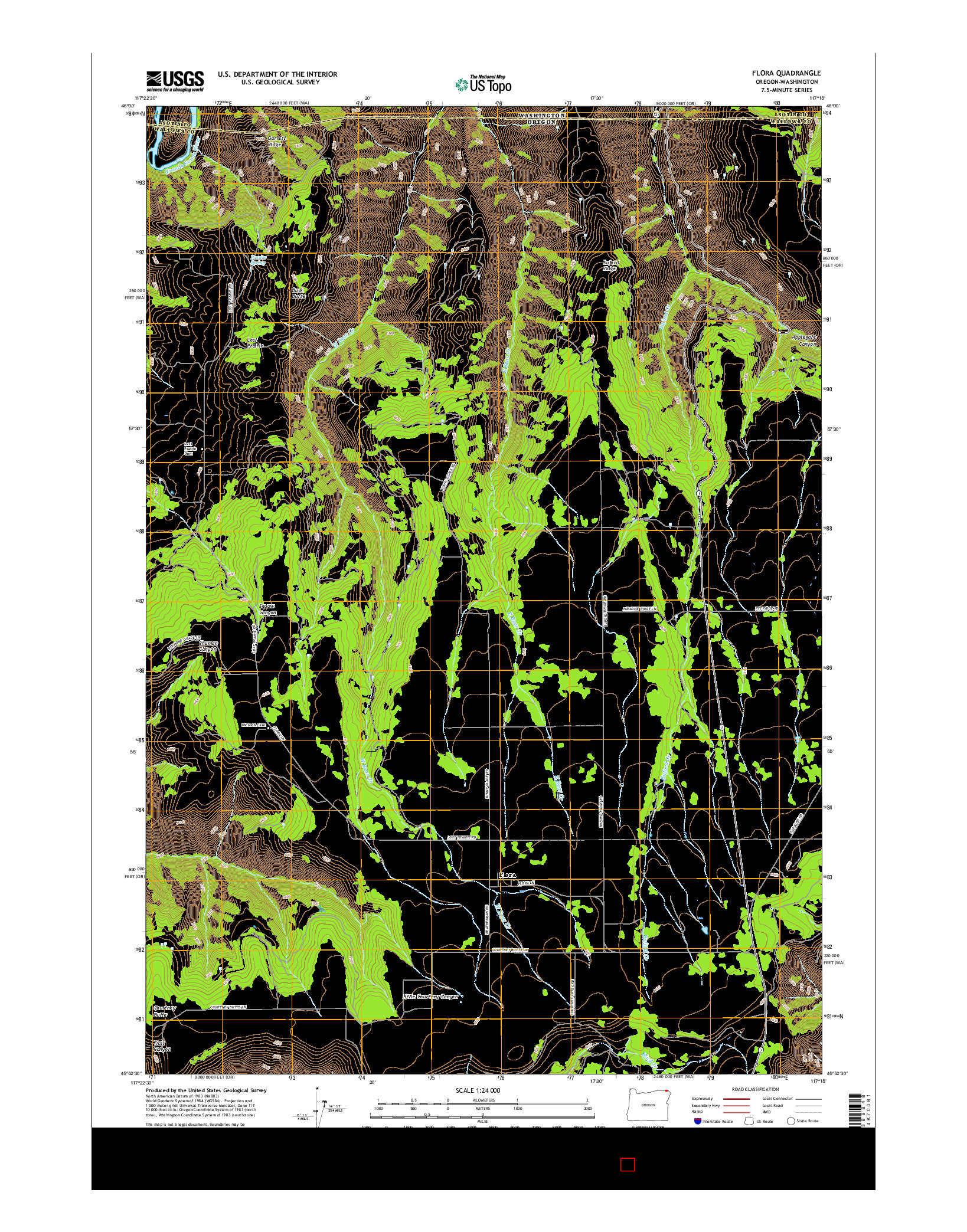 USGS US TOPO 7.5-MINUTE MAP FOR FLORA, OR-WA 2017