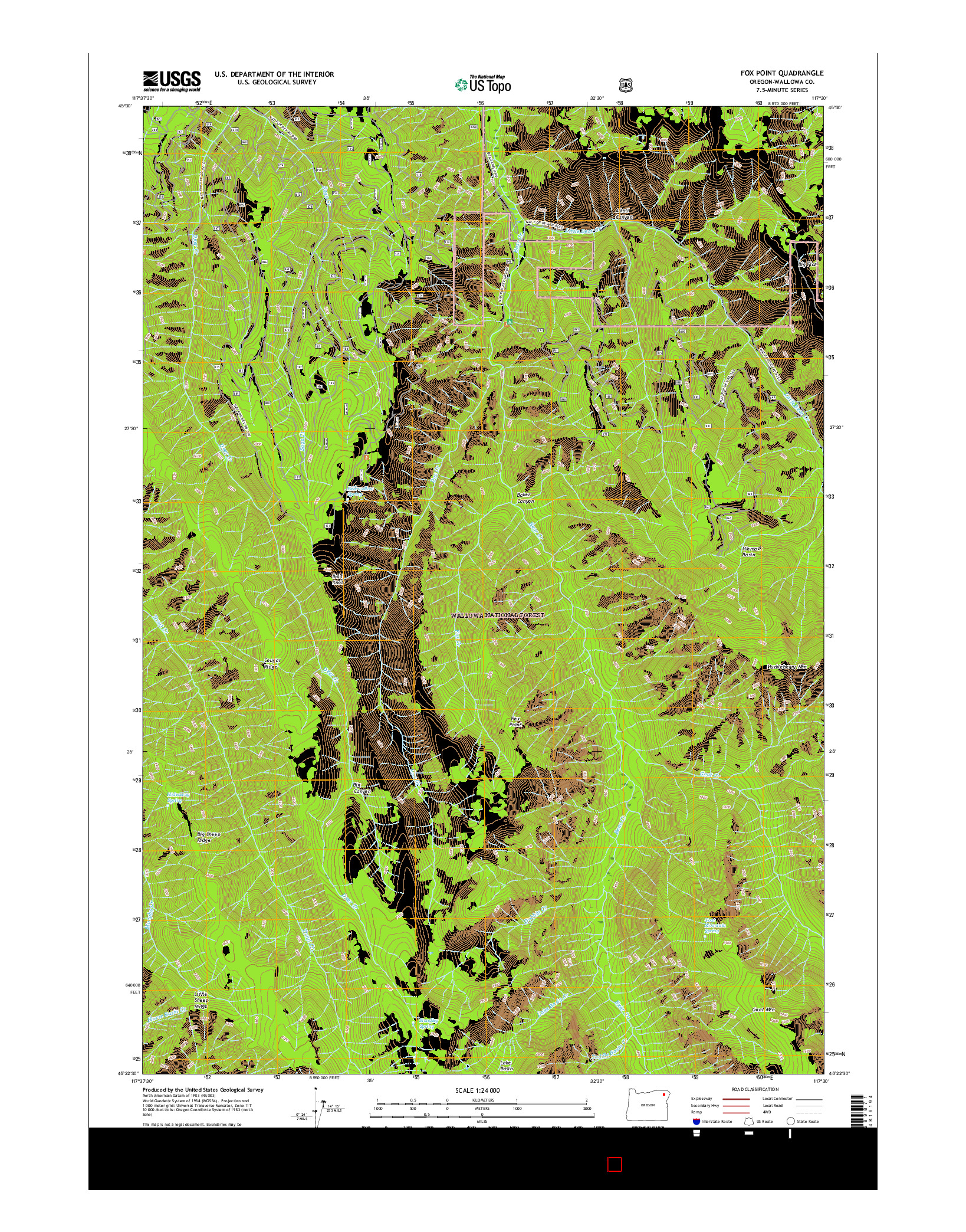 USGS US TOPO 7.5-MINUTE MAP FOR FOX POINT, OR 2017