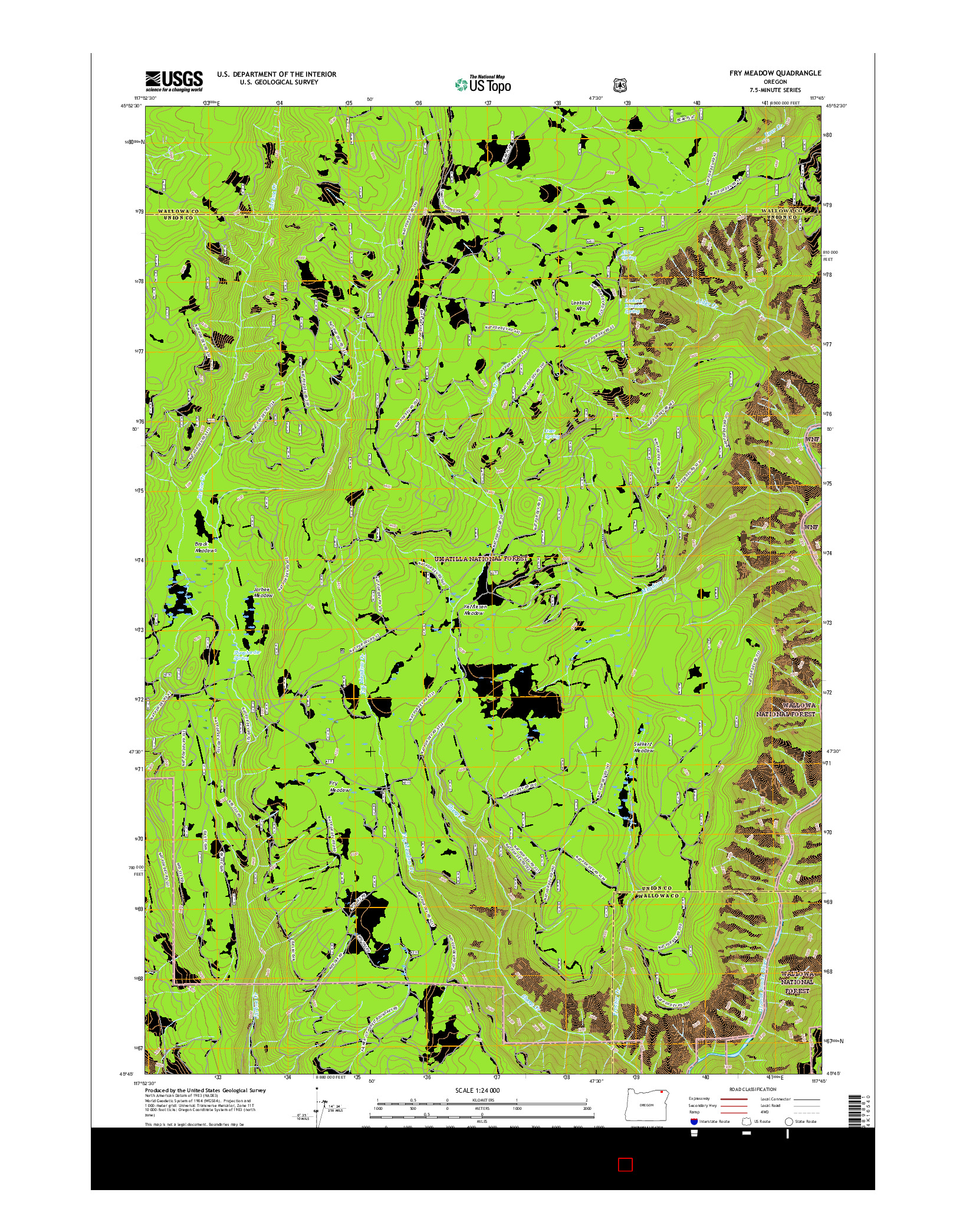 USGS US TOPO 7.5-MINUTE MAP FOR FRY MEADOW, OR 2017