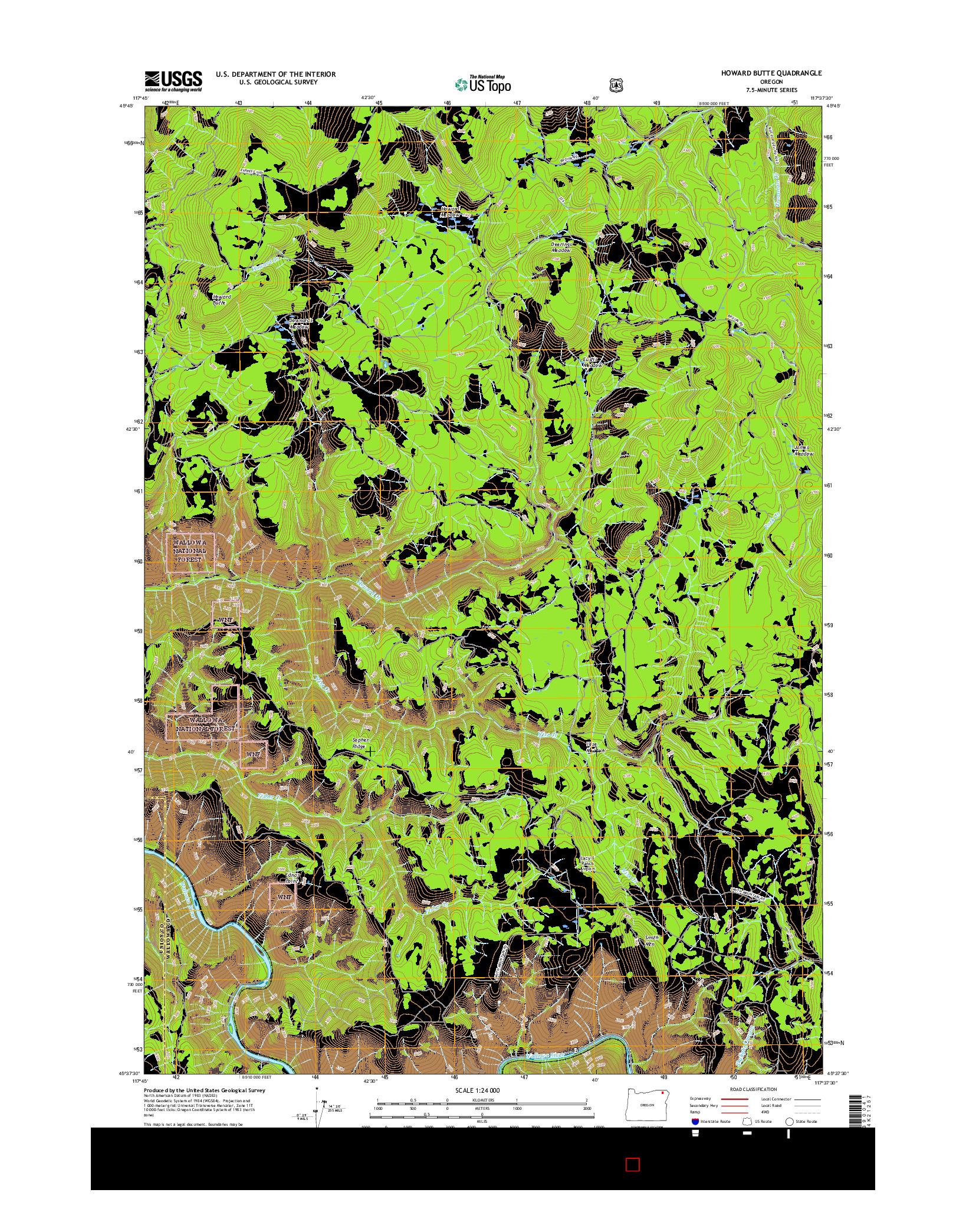USGS US TOPO 7.5-MINUTE MAP FOR HOWARD BUTTE, OR 2017
