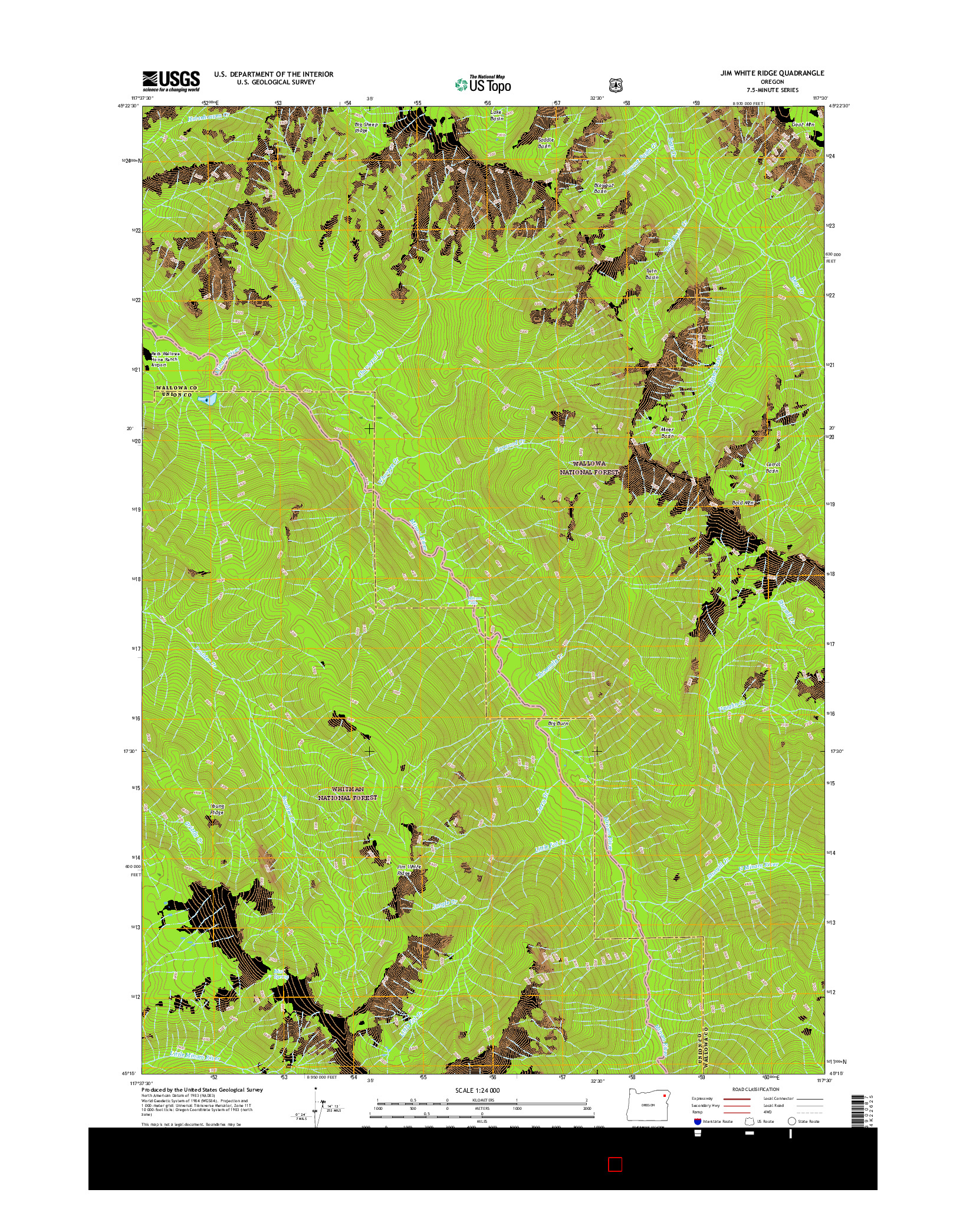 USGS US TOPO 7.5-MINUTE MAP FOR JIM WHITE RIDGE, OR 2017