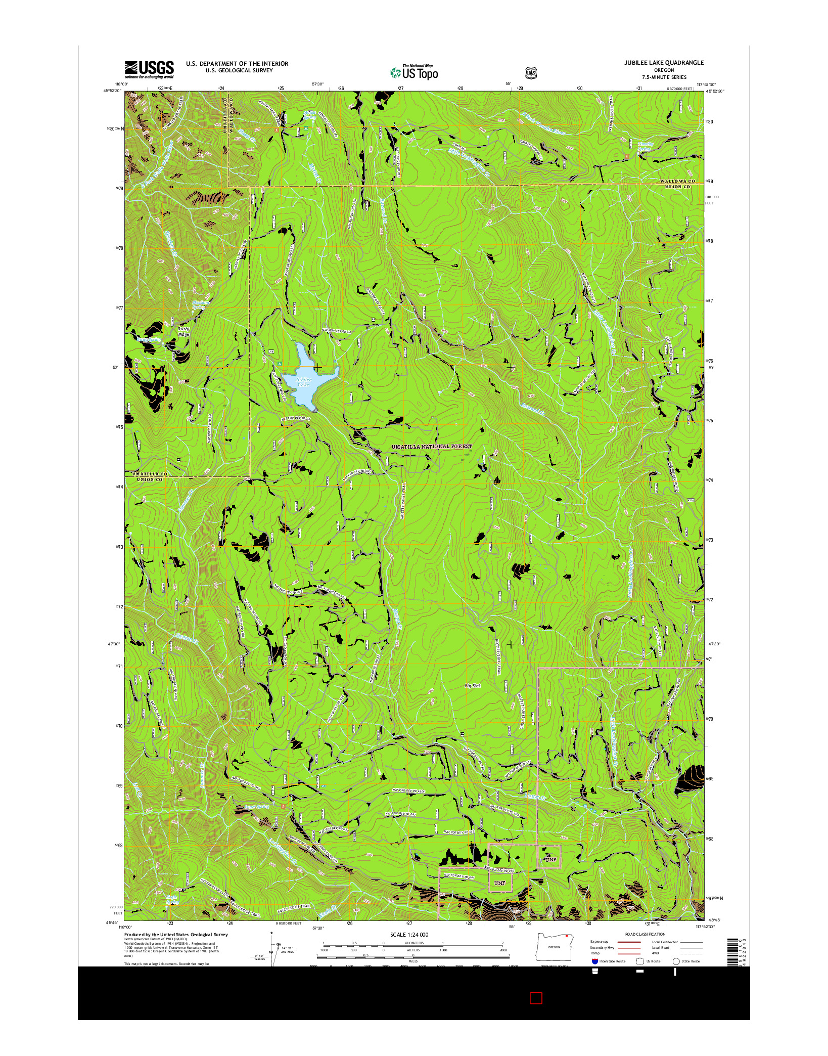 USGS US TOPO 7.5-MINUTE MAP FOR JUBILEE LAKE, OR 2017