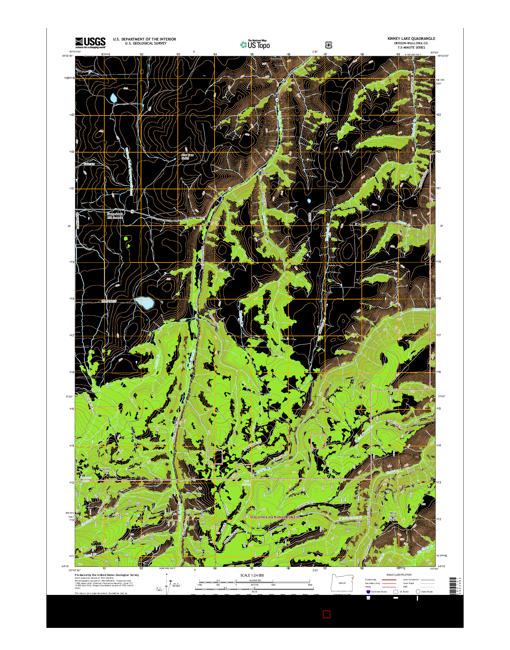 USGS US TOPO 7.5-MINUTE MAP FOR KINNEY LAKE, OR 2017