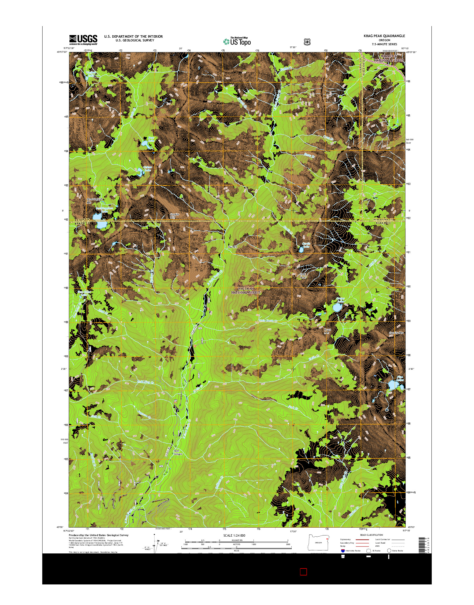 USGS US TOPO 7.5-MINUTE MAP FOR KRAG PEAK, OR 2017