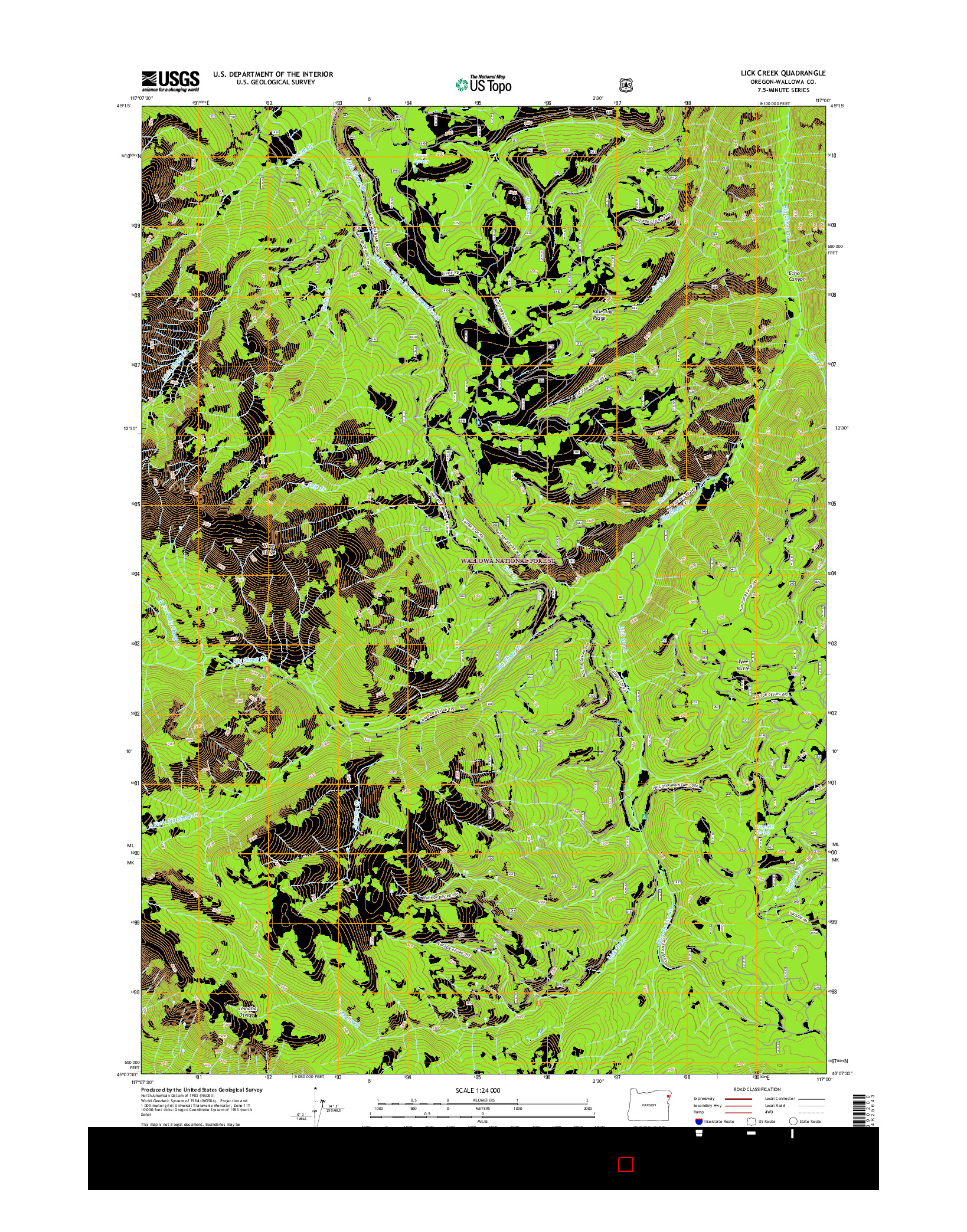 USGS US TOPO 7.5-MINUTE MAP FOR LICK CREEK, OR 2017