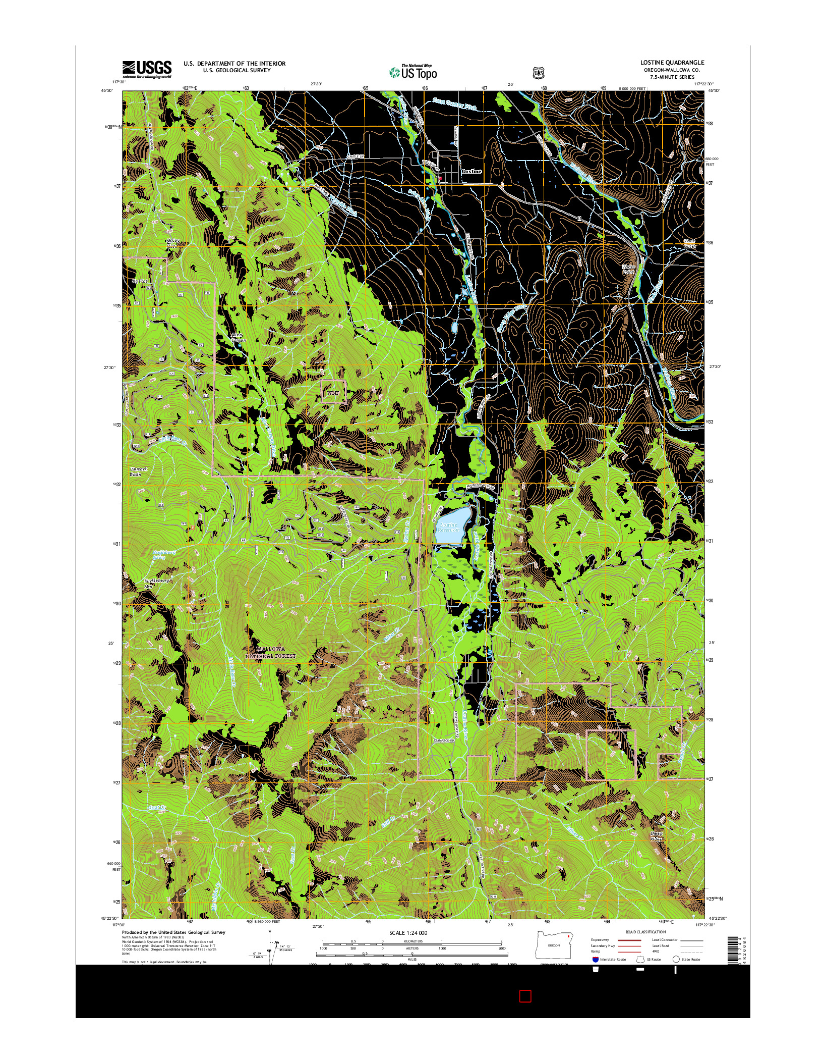 USGS US TOPO 7.5-MINUTE MAP FOR LOSTINE, OR 2017