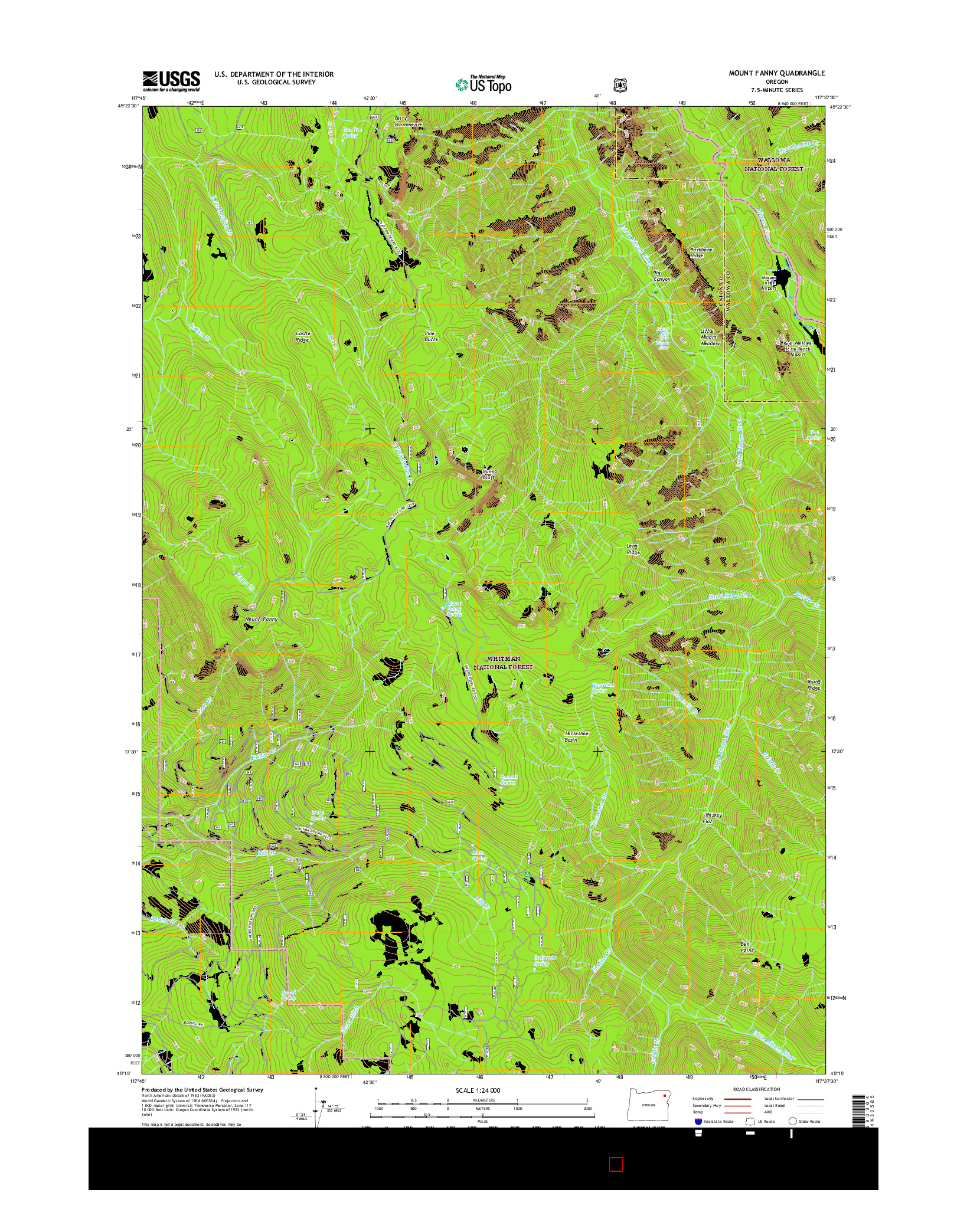 USGS US TOPO 7.5-MINUTE MAP FOR MOUNT FANNY, OR 2017