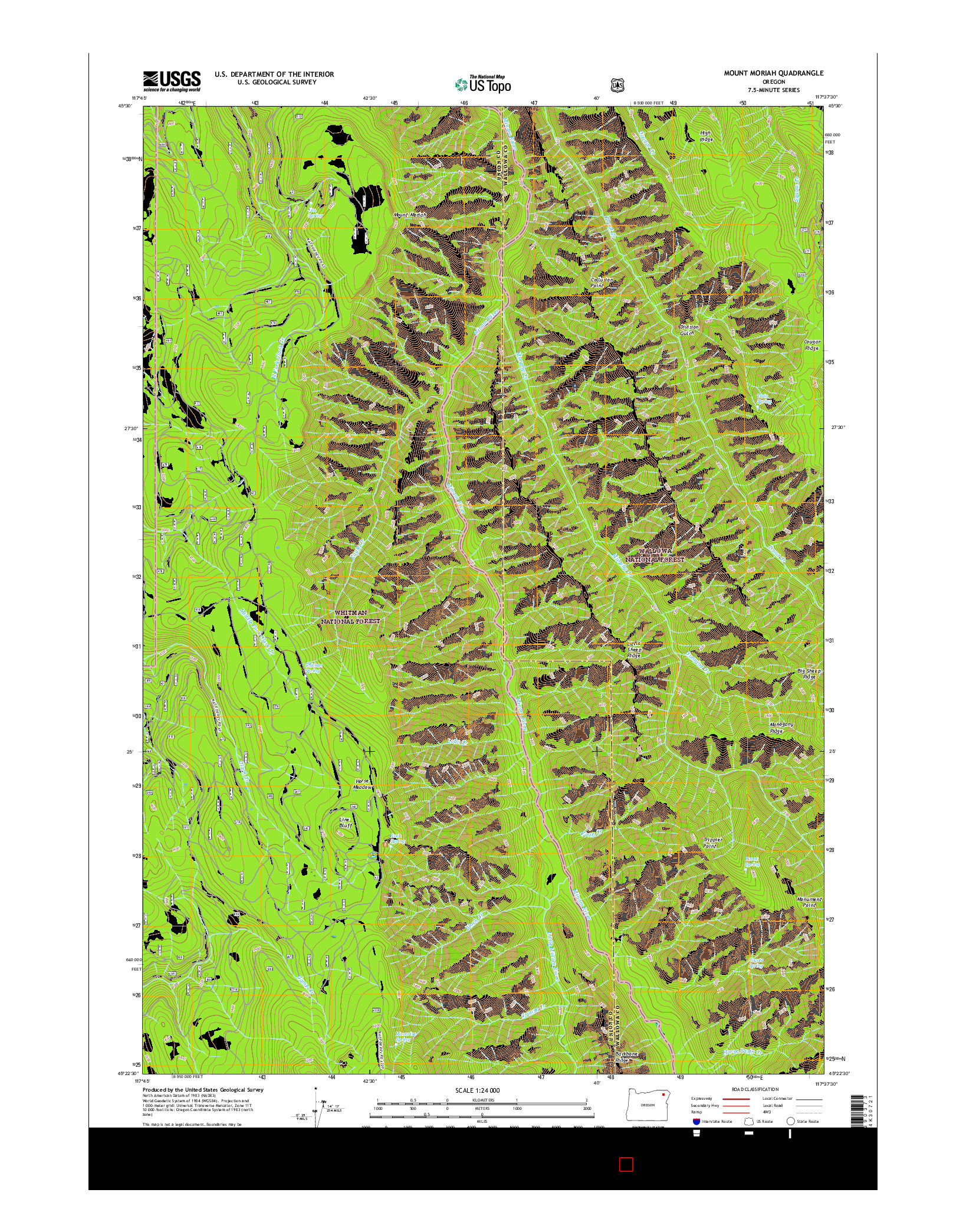 USGS US TOPO 7.5-MINUTE MAP FOR MOUNT MORIAH, OR 2017