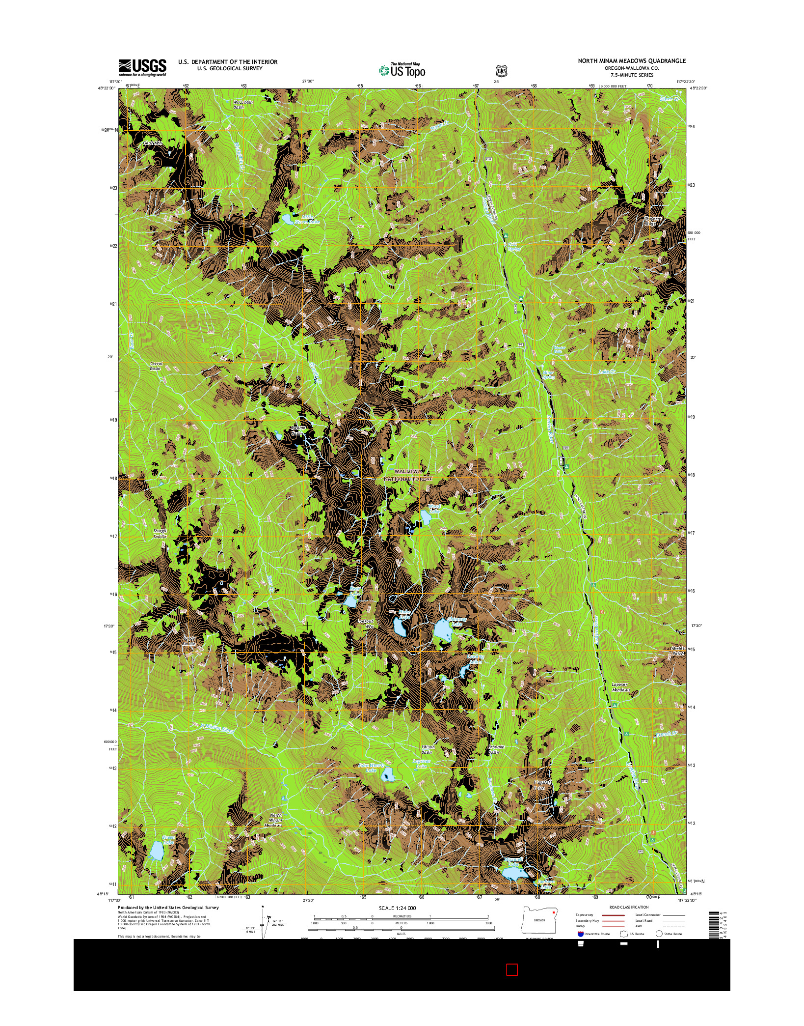 USGS US TOPO 7.5-MINUTE MAP FOR NORTH MINAM MEADOWS, OR 2017