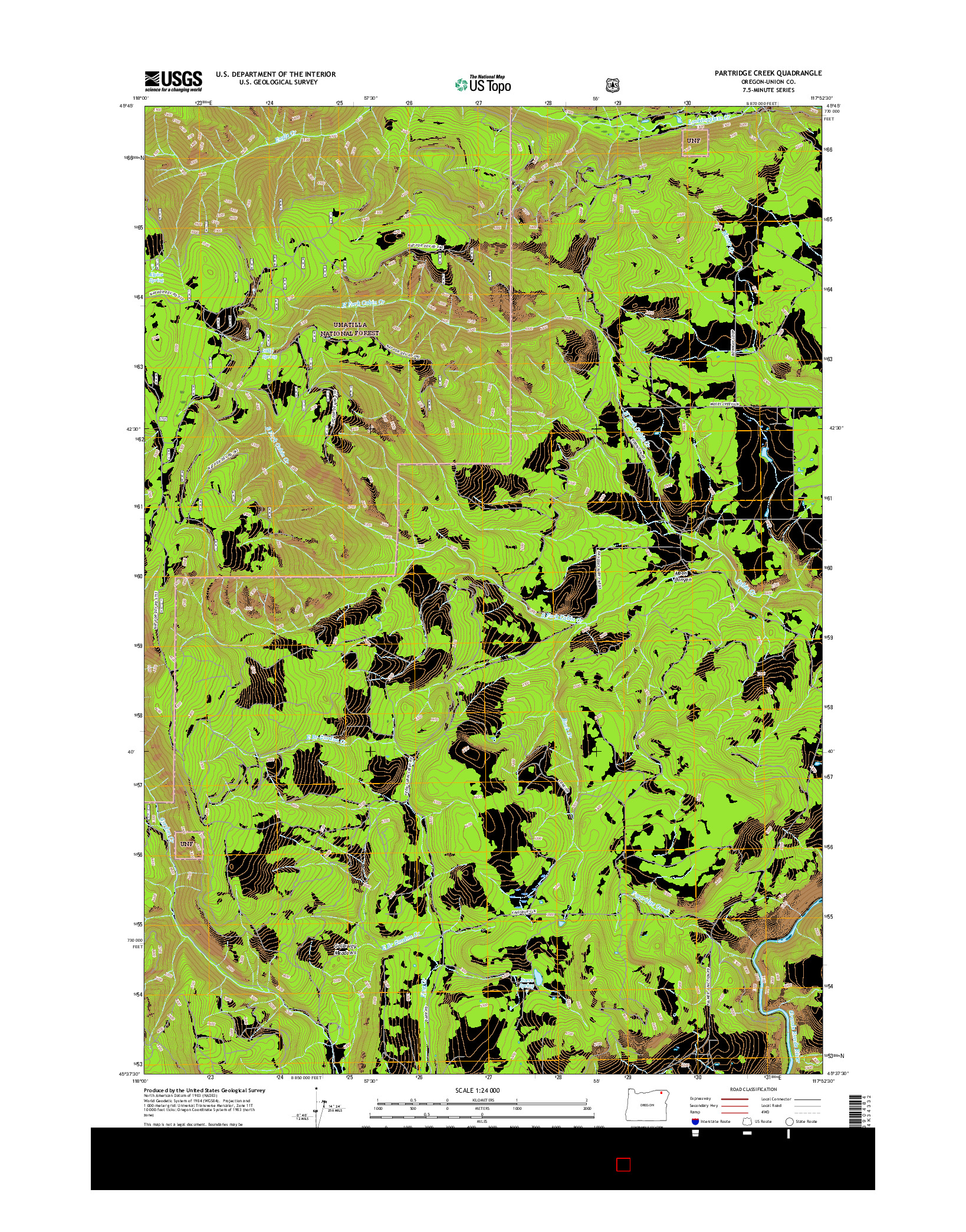 USGS US TOPO 7.5-MINUTE MAP FOR PARTRIDGE CREEK, OR 2017