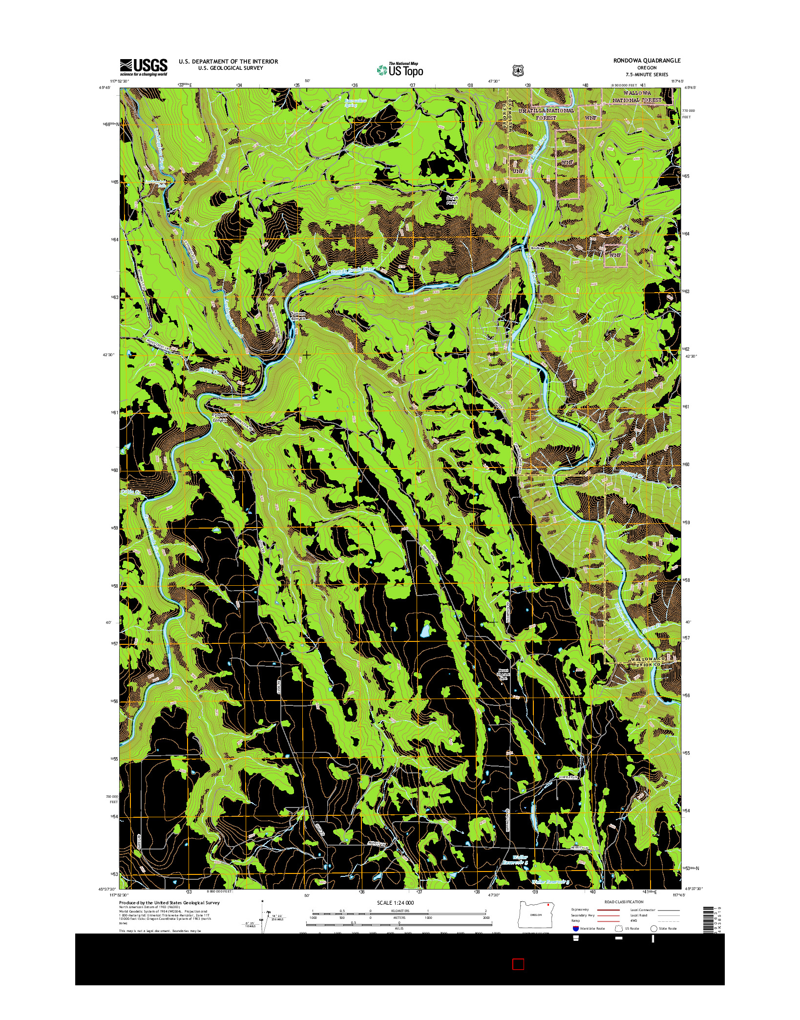 USGS US TOPO 7.5-MINUTE MAP FOR RONDOWA, OR 2017