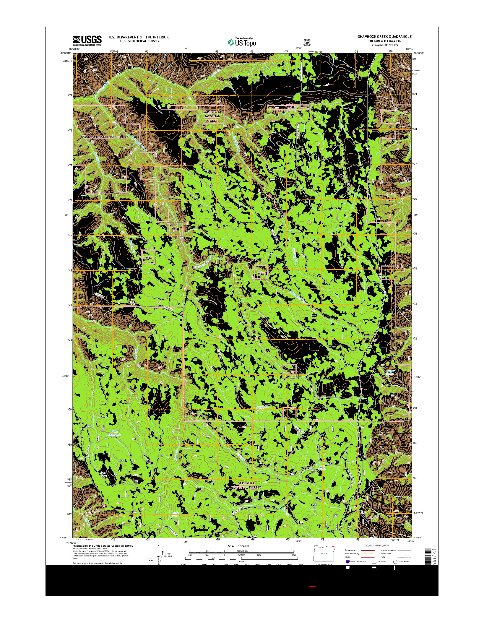 USGS US TOPO 7.5-MINUTE MAP FOR SHAMROCK CREEK, OR 2017
