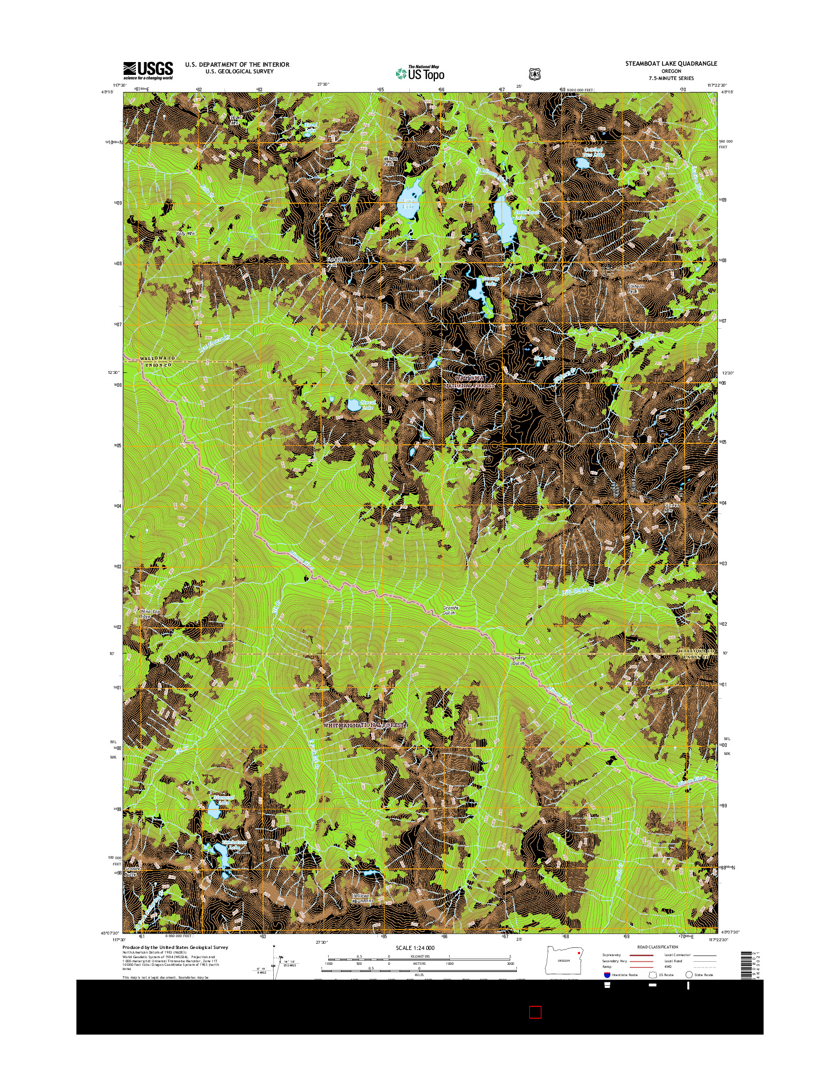 USGS US TOPO 7.5-MINUTE MAP FOR STEAMBOAT LAKE, OR 2017