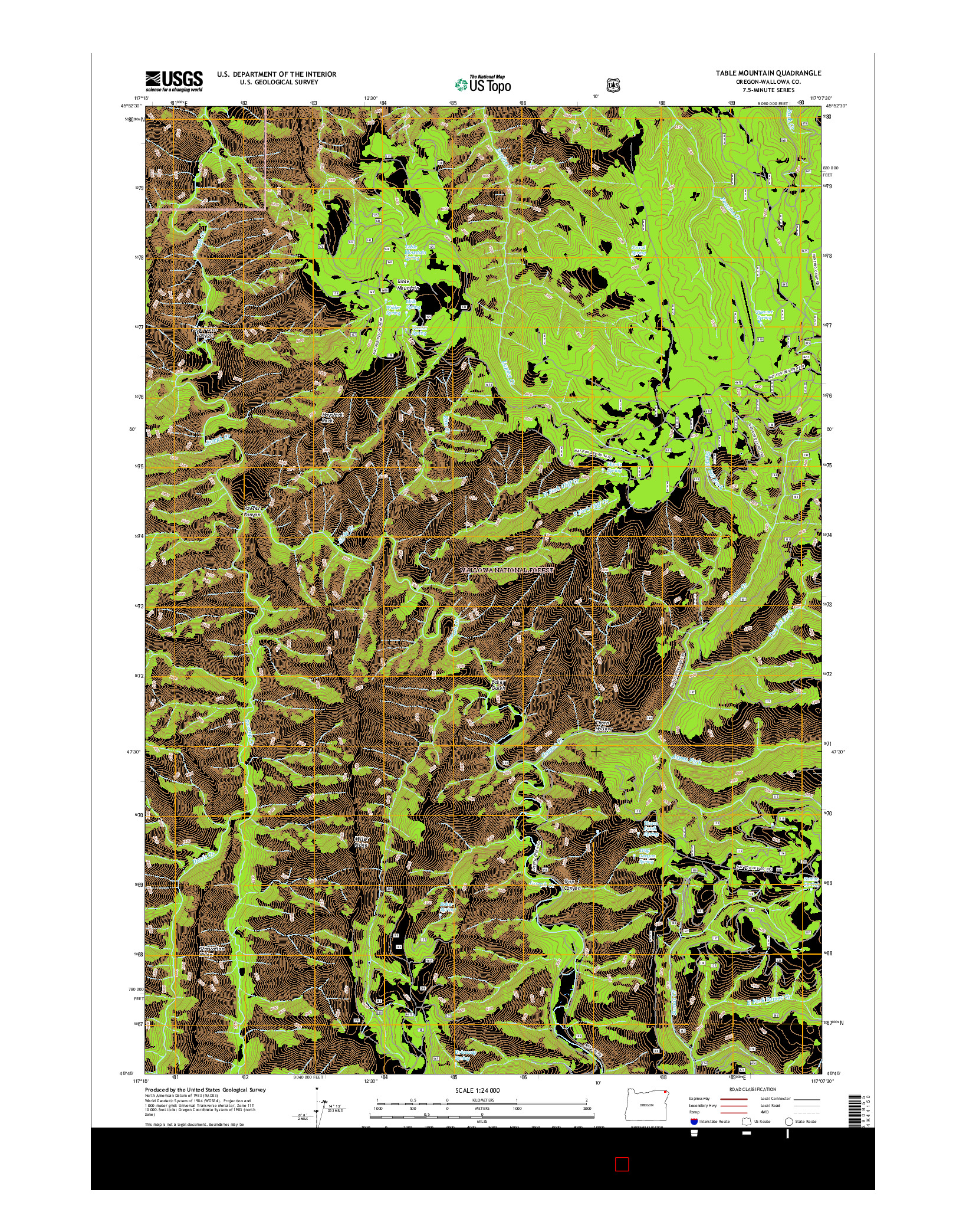 USGS US TOPO 7.5-MINUTE MAP FOR TABLE MOUNTAIN, OR 2017