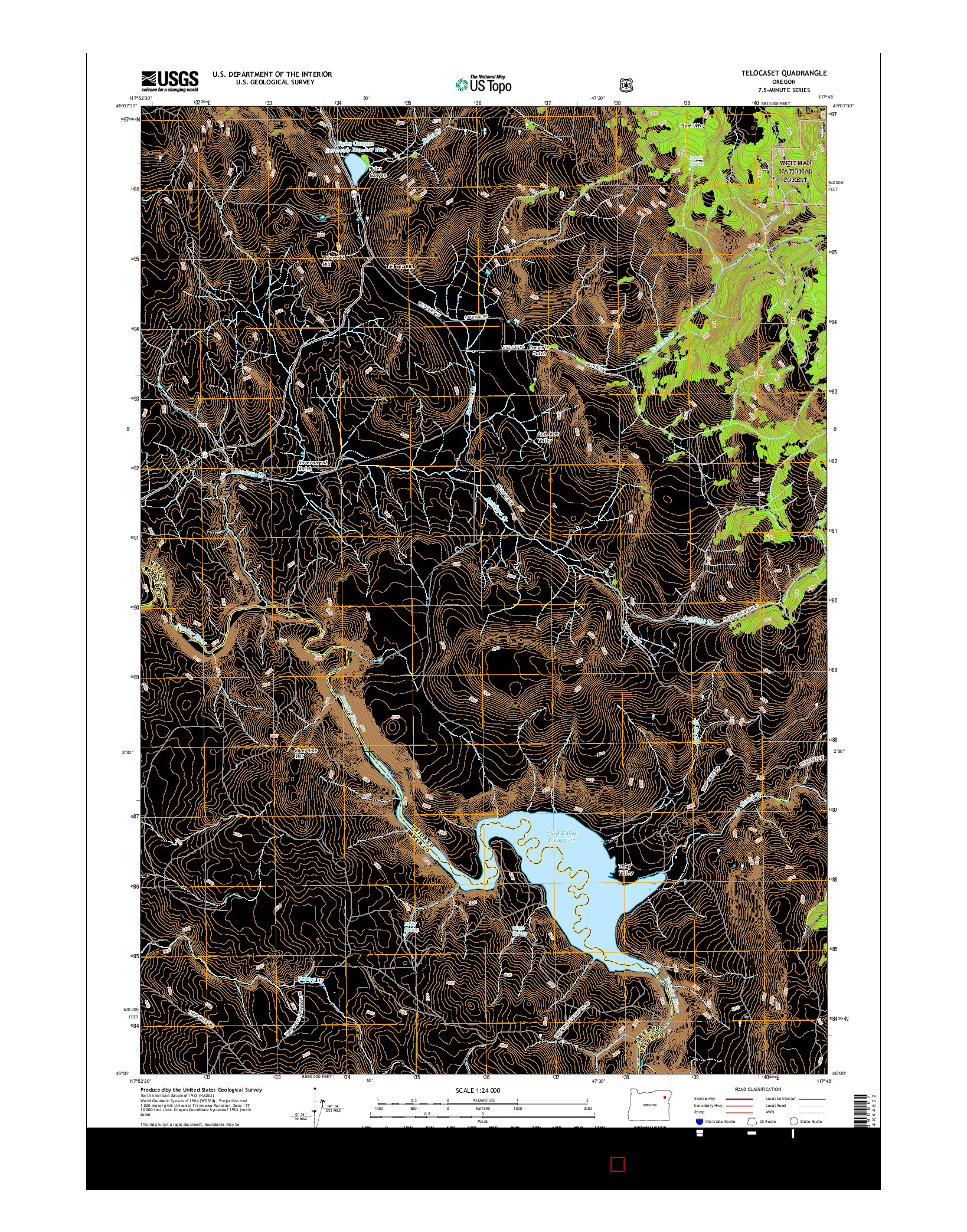 USGS US TOPO 7.5-MINUTE MAP FOR TELOCASET, OR 2017