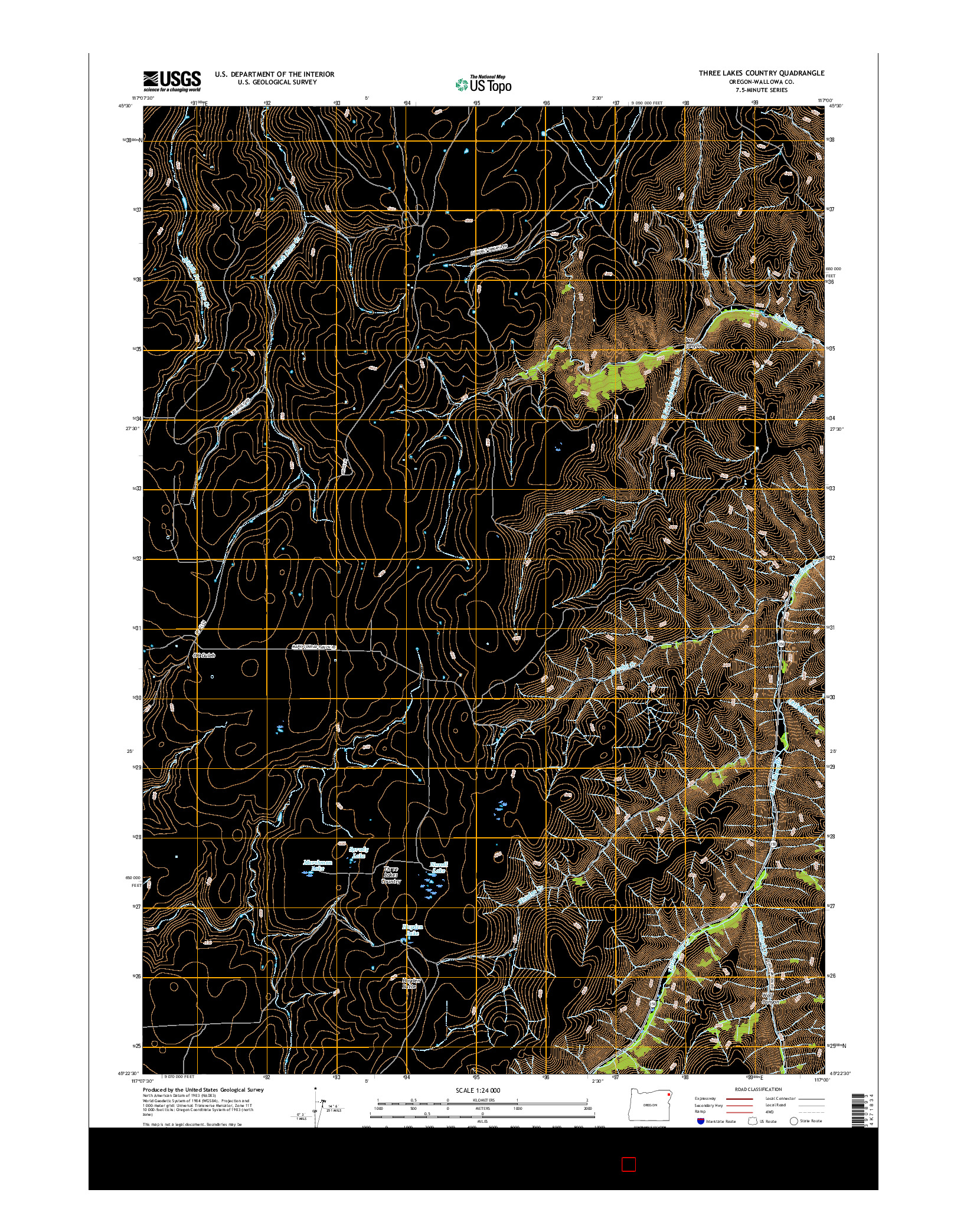 USGS US TOPO 7.5-MINUTE MAP FOR THREE LAKES COUNTRY, OR 2017