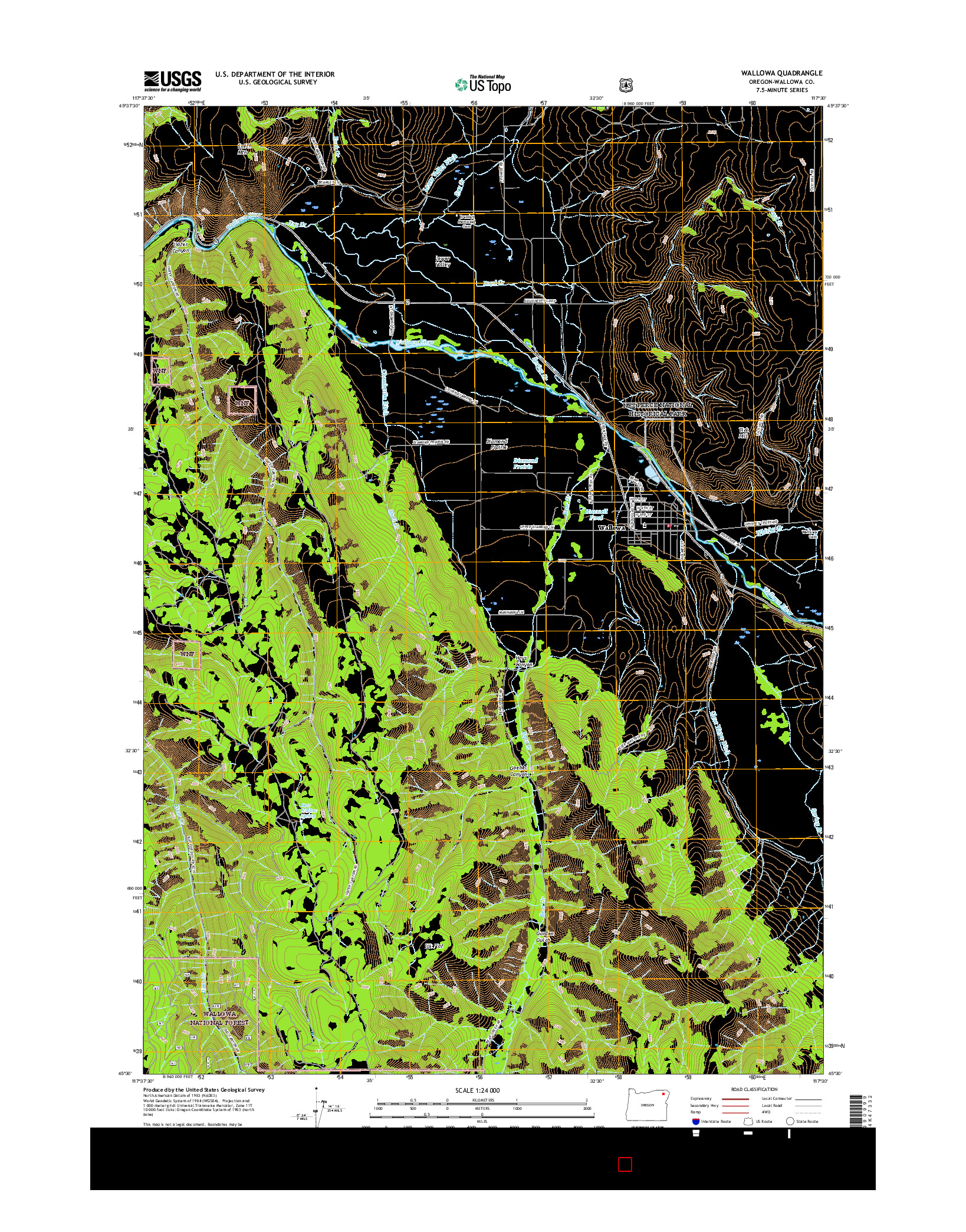 USGS US TOPO 7.5-MINUTE MAP FOR WALLOWA, OR 2017