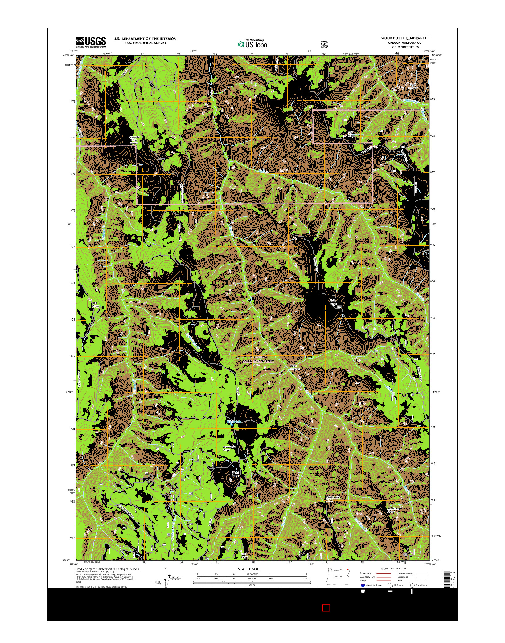 USGS US TOPO 7.5-MINUTE MAP FOR WOOD BUTTE, OR 2017