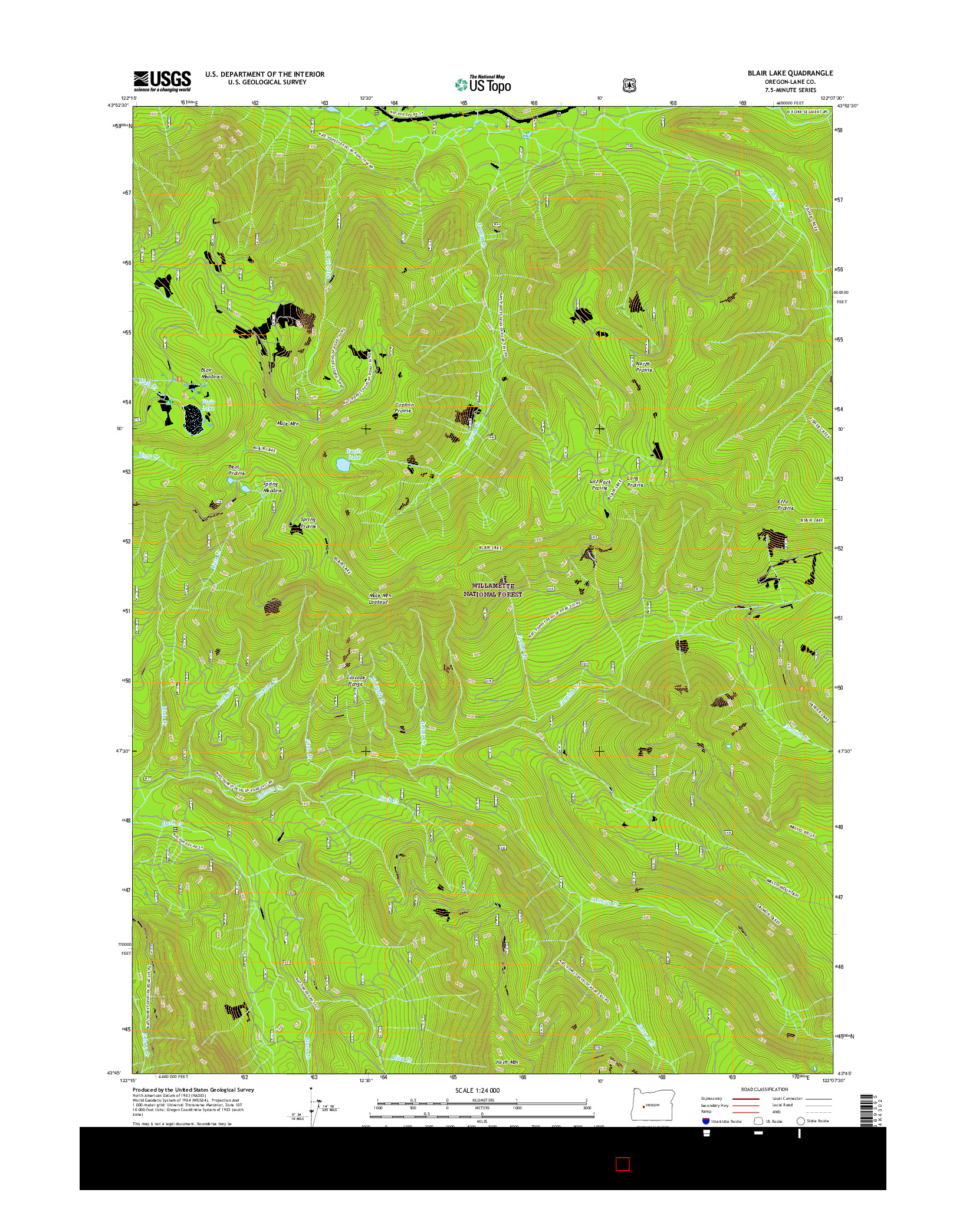 USGS US TOPO 7.5-MINUTE MAP FOR BLAIR LAKE, OR 2017