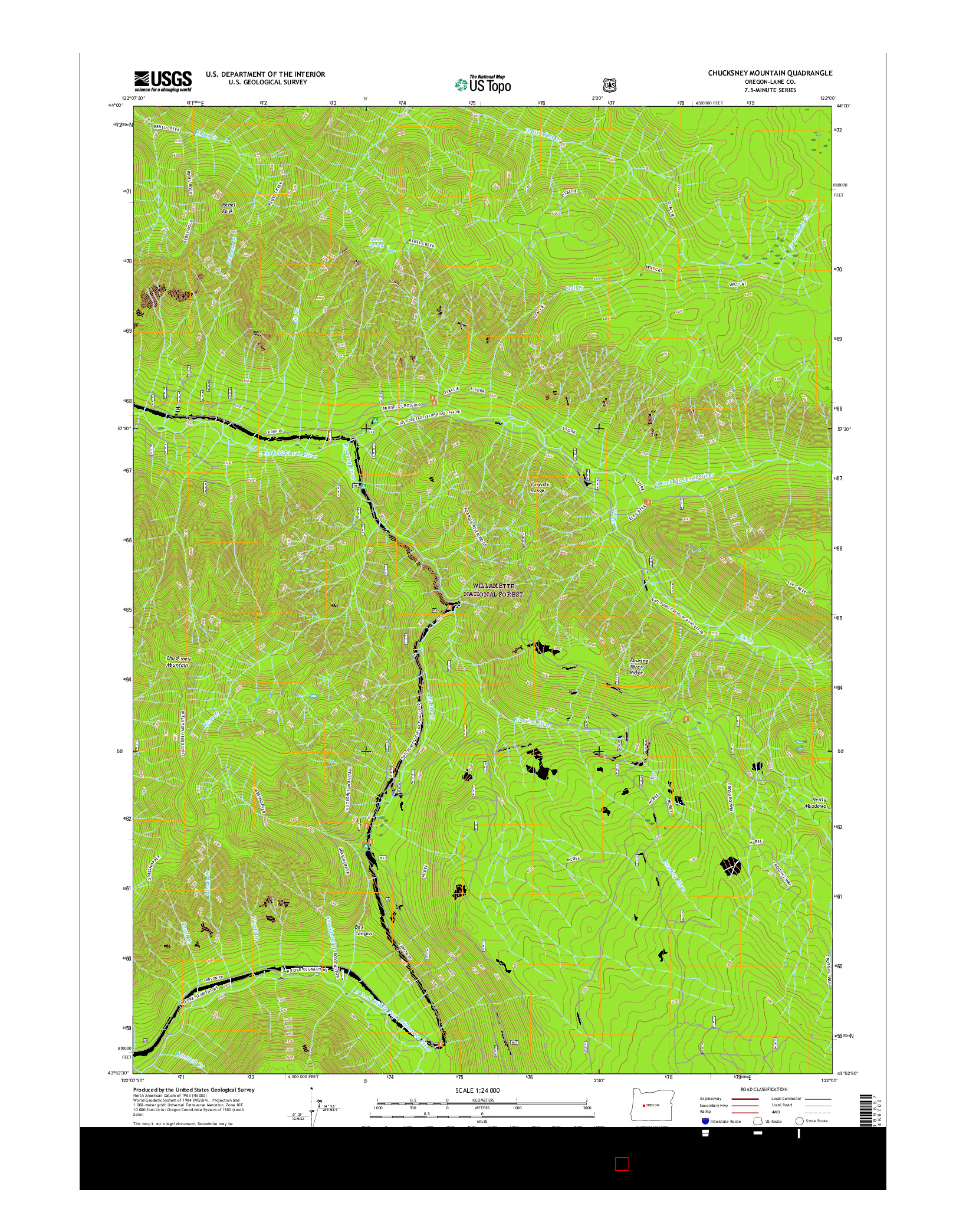 USGS US TOPO 7.5-MINUTE MAP FOR CHUCKSNEY MOUNTAIN, OR 2017