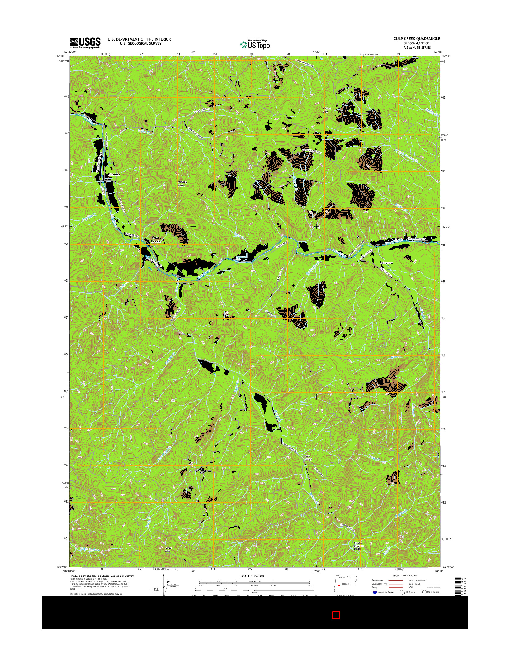 USGS US TOPO 7.5-MINUTE MAP FOR CULP CREEK, OR 2017