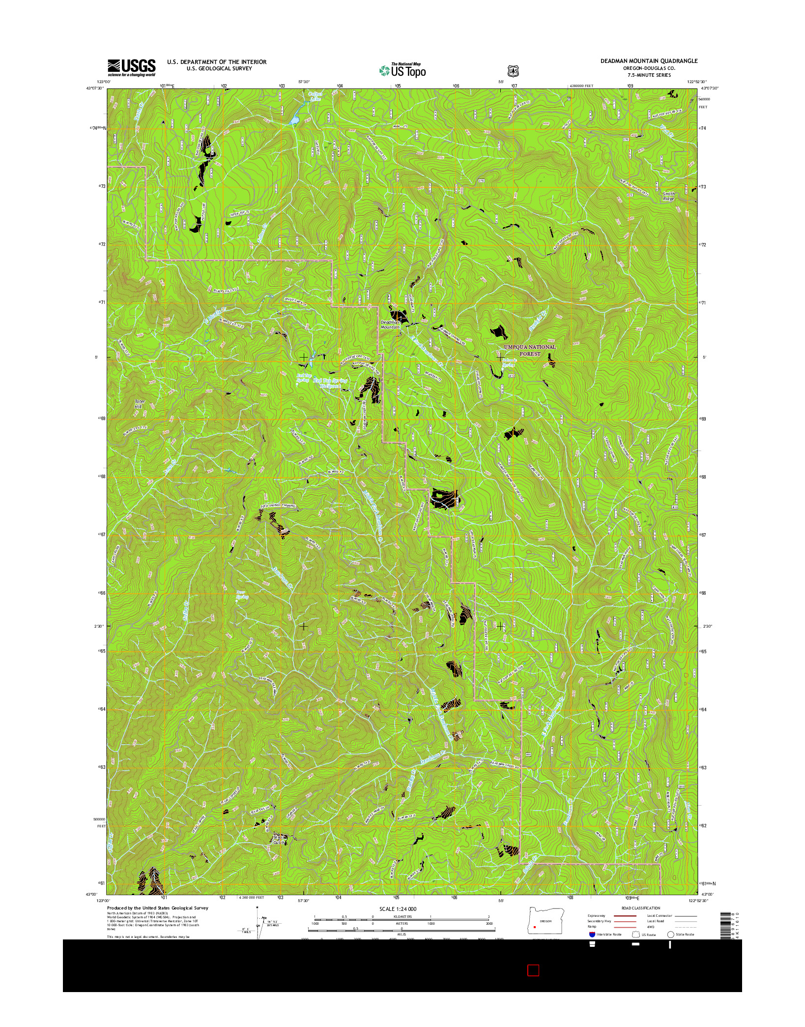 USGS US TOPO 7.5-MINUTE MAP FOR DEADMAN MOUNTAIN, OR 2017