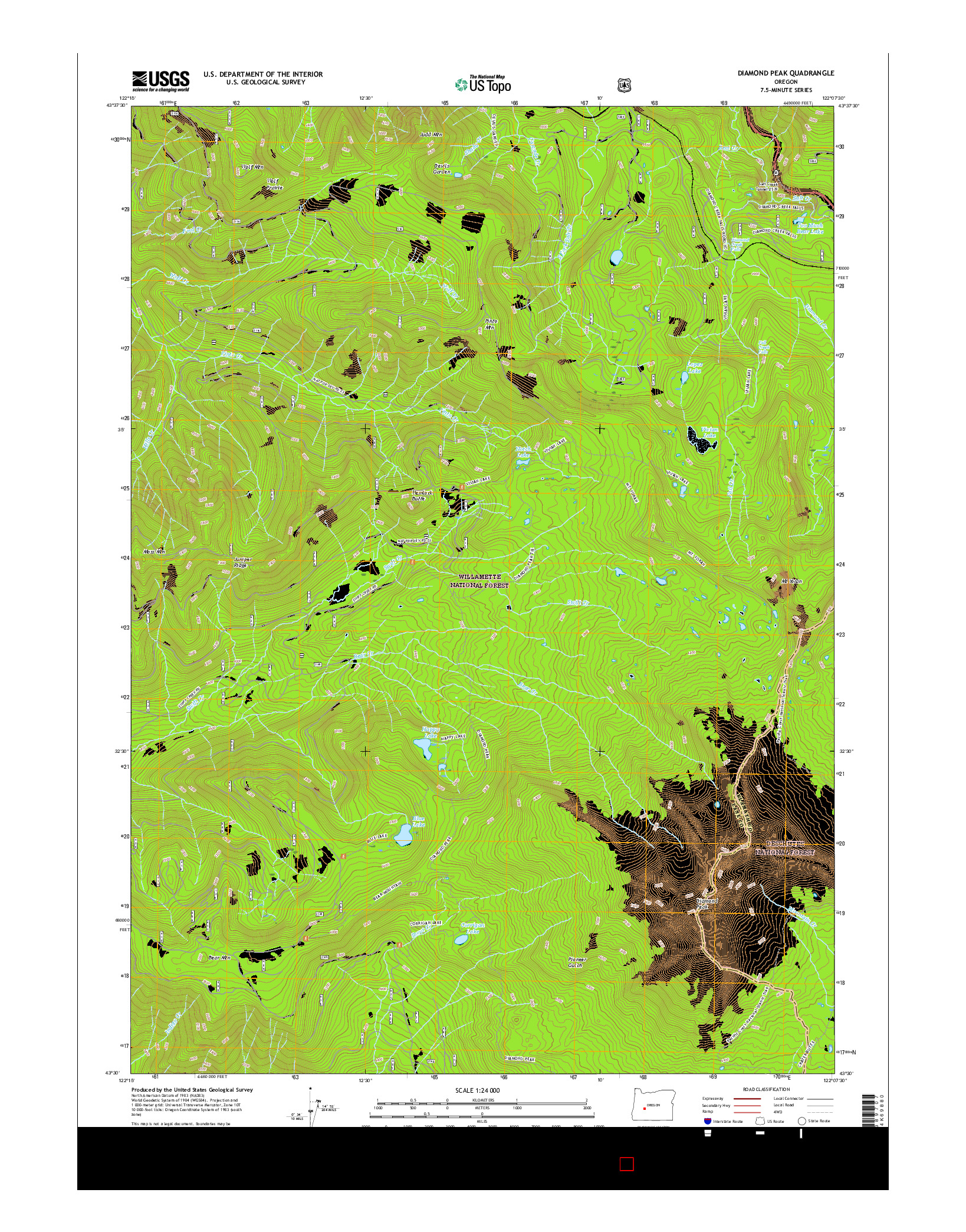 USGS US TOPO 7.5-MINUTE MAP FOR DIAMOND PEAK, OR 2017