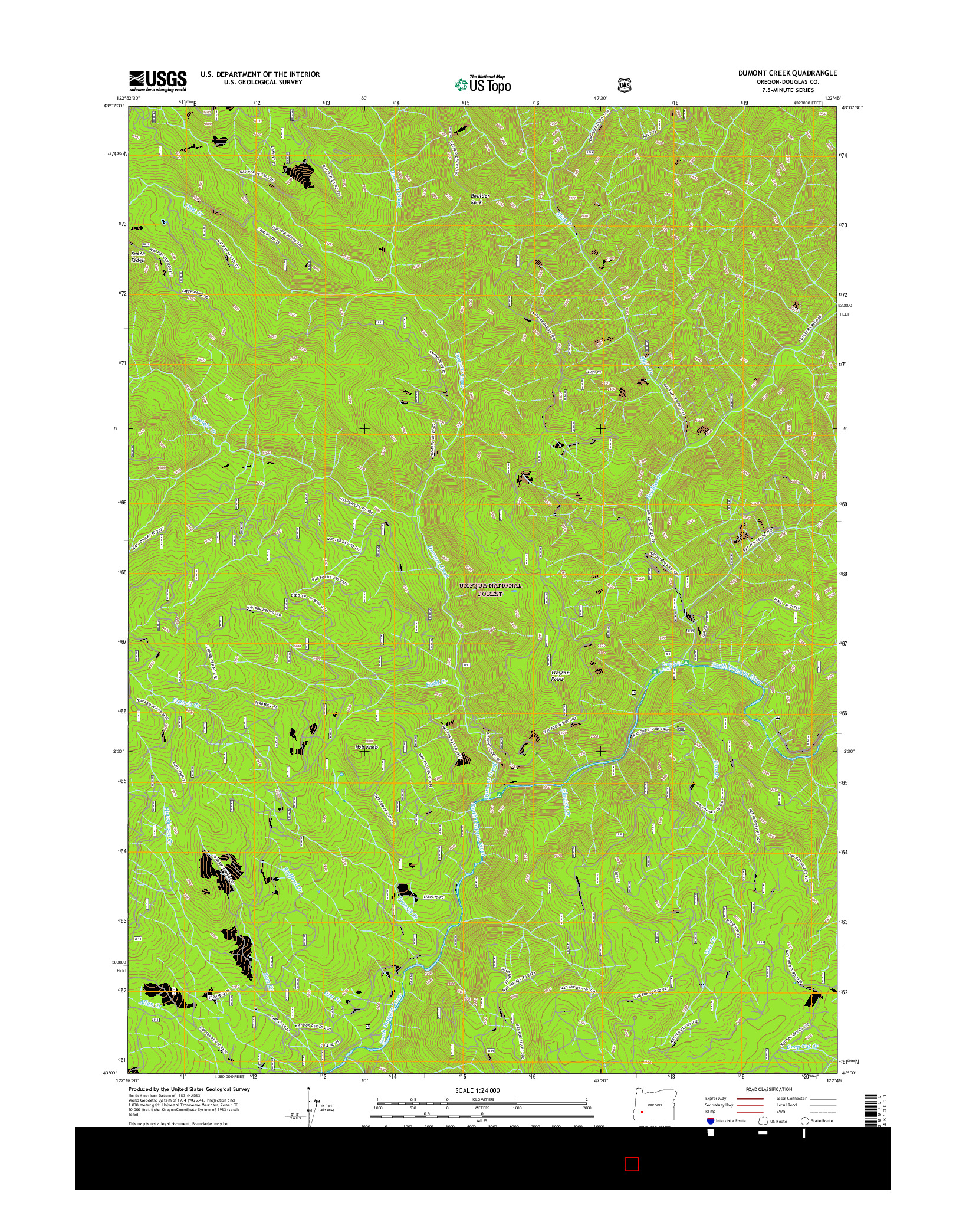 USGS US TOPO 7.5-MINUTE MAP FOR DUMONT CREEK, OR 2017