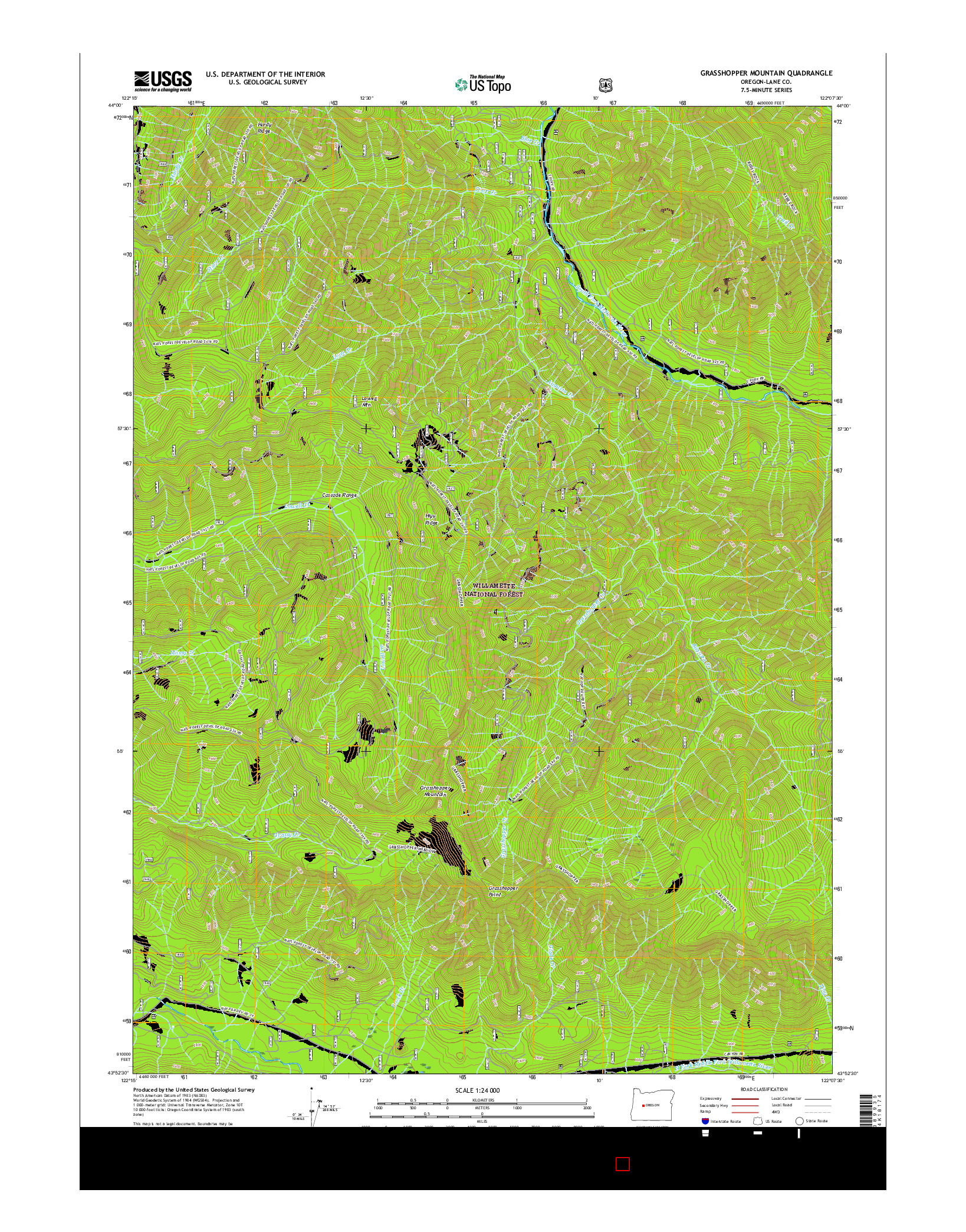 USGS US TOPO 7.5-MINUTE MAP FOR GRASSHOPPER MOUNTAIN, OR 2017