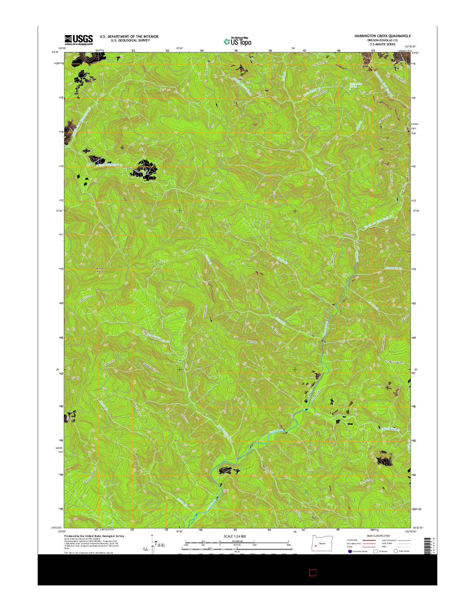 USGS US TOPO 7.5-MINUTE MAP FOR HARRINGTON CREEK, OR 2017