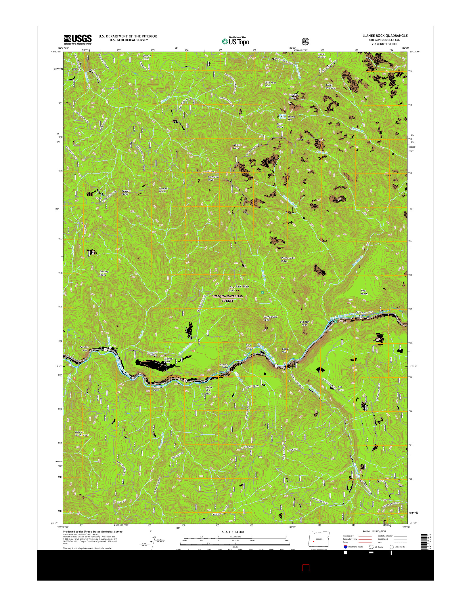 USGS US TOPO 7.5-MINUTE MAP FOR ILLAHEE ROCK, OR 2017