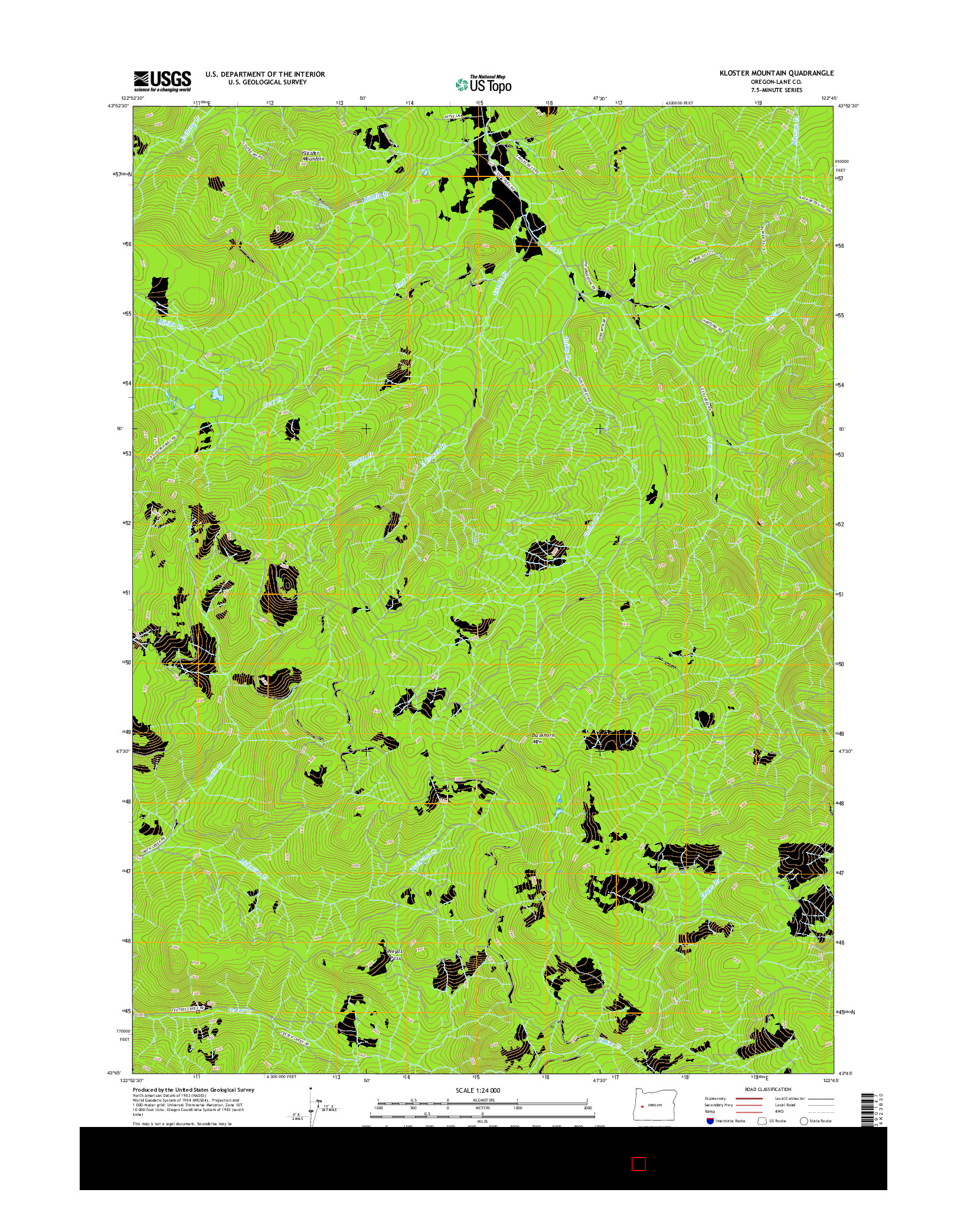 USGS US TOPO 7.5-MINUTE MAP FOR KLOSTER MOUNTAIN, OR 2017