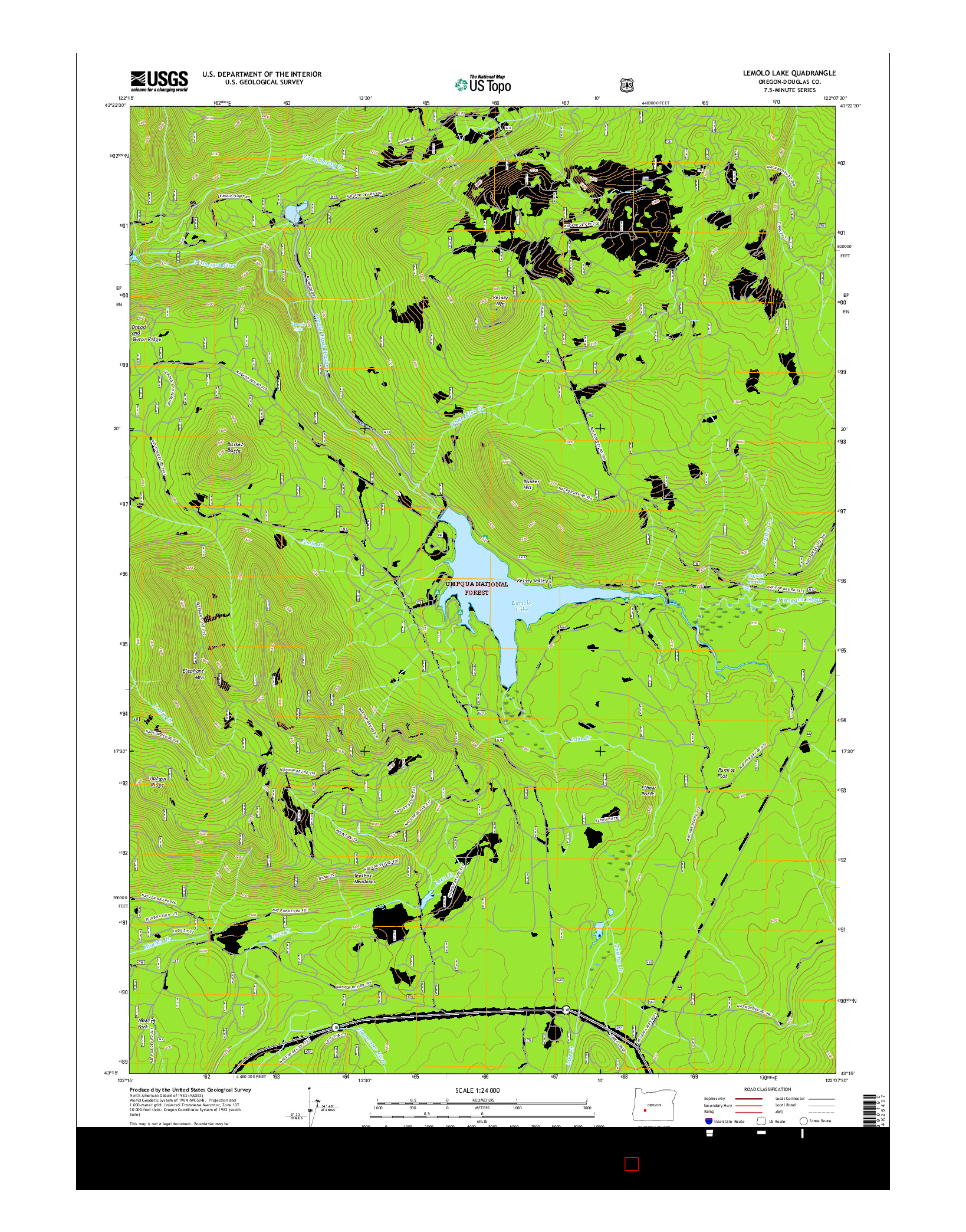 USGS US TOPO 7.5-MINUTE MAP FOR LEMOLO LAKE, OR 2017