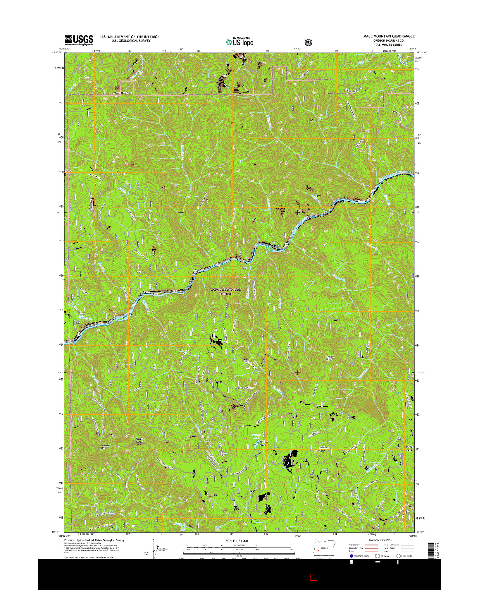 USGS US TOPO 7.5-MINUTE MAP FOR MACE MOUNTAIN, OR 2017