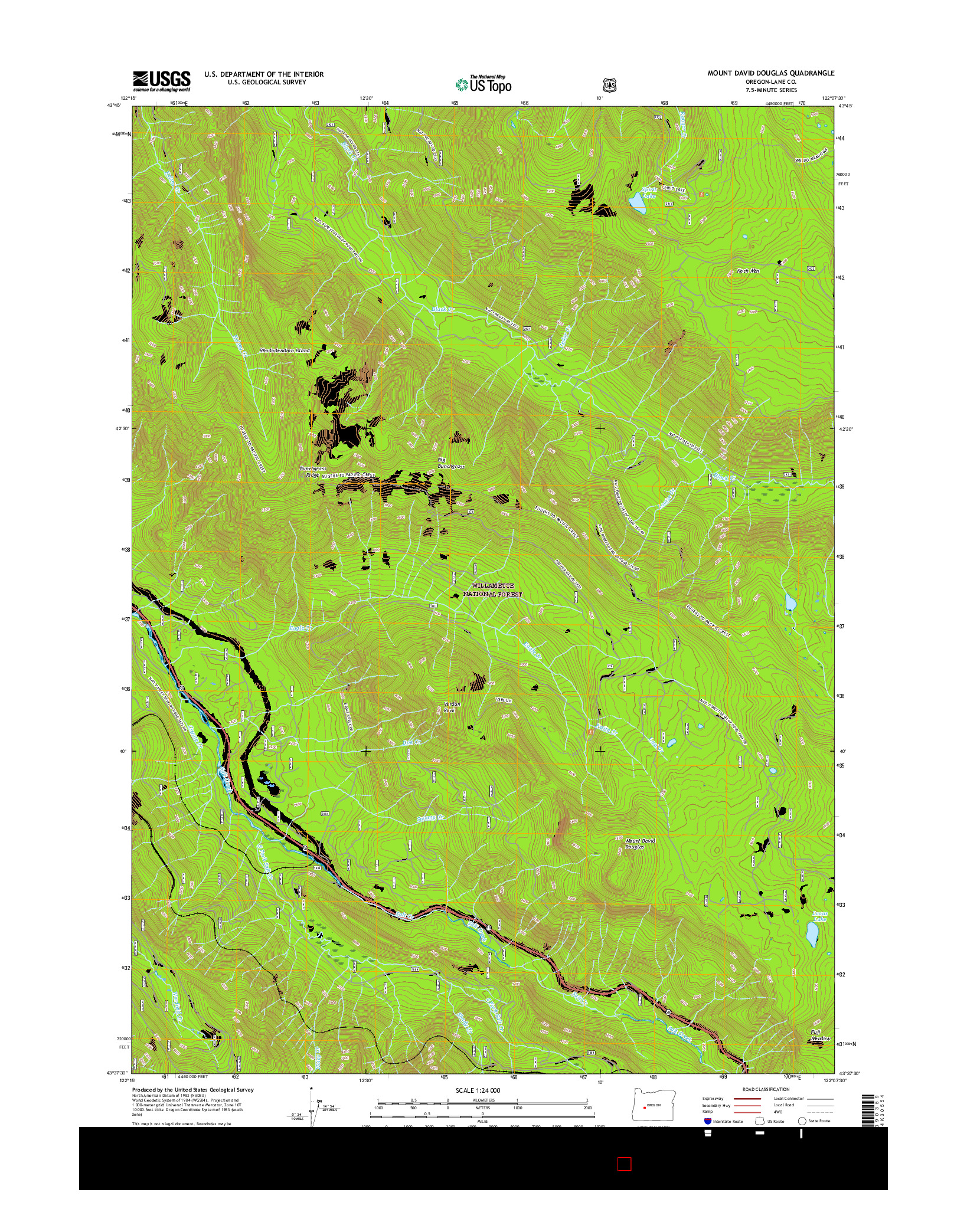 USGS US TOPO 7.5-MINUTE MAP FOR MOUNT DAVID DOUGLAS, OR 2017
