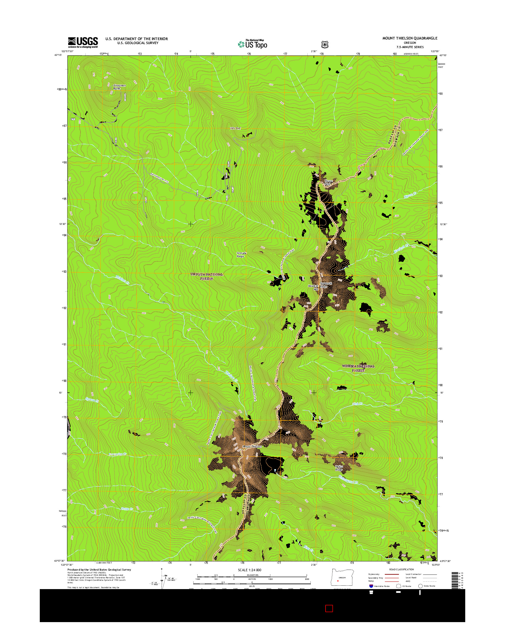 USGS US TOPO 7.5-MINUTE MAP FOR MOUNT THIELSEN, OR 2017