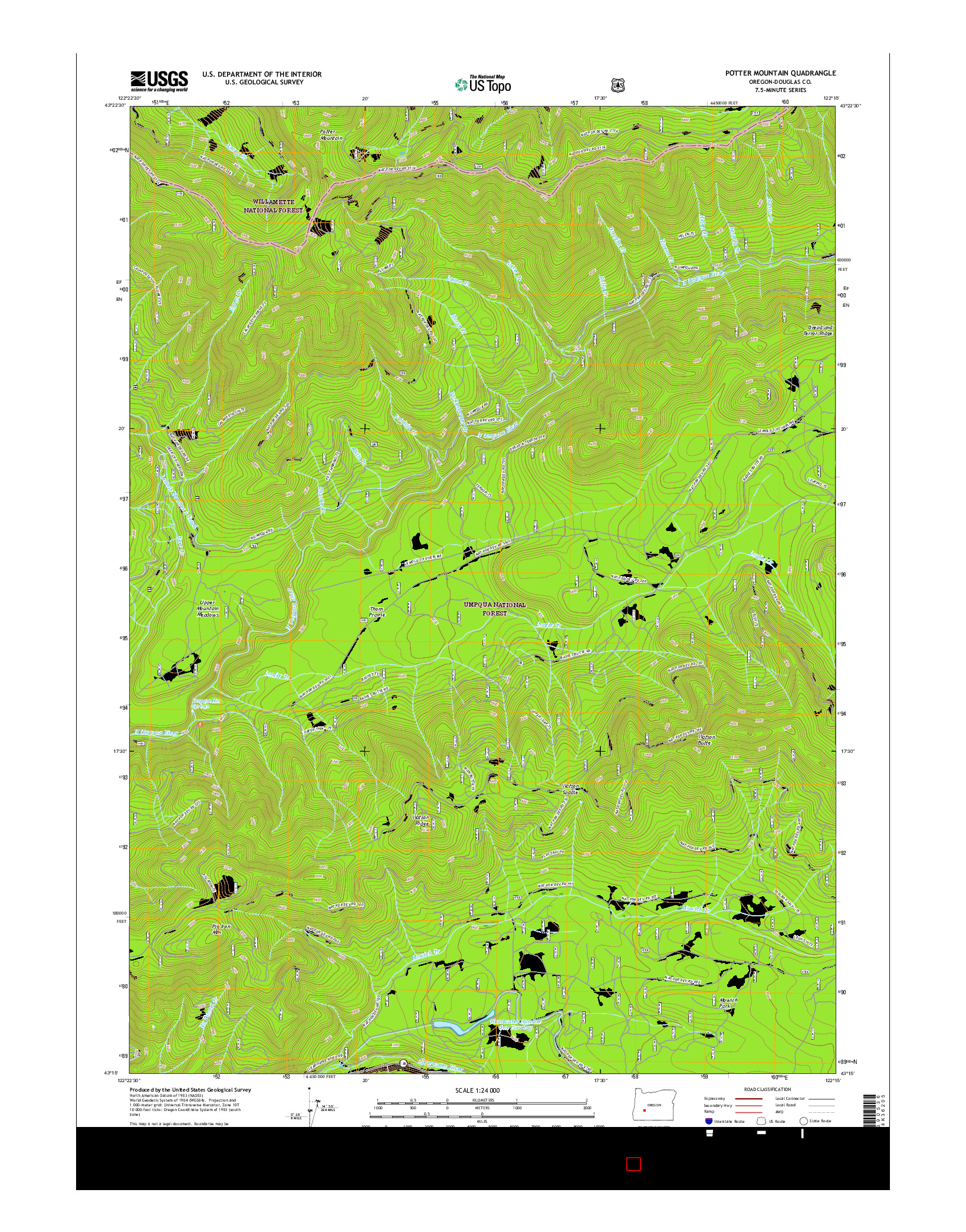 USGS US TOPO 7.5-MINUTE MAP FOR POTTER MOUNTAIN, OR 2017