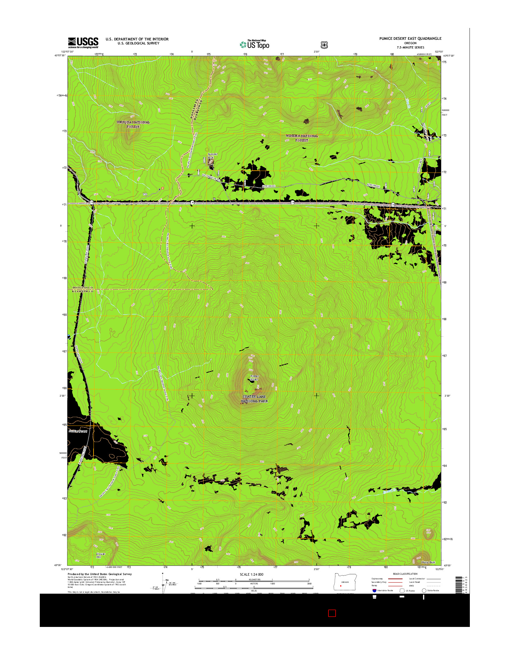 USGS US TOPO 7.5-MINUTE MAP FOR PUMICE DESERT EAST, OR 2017