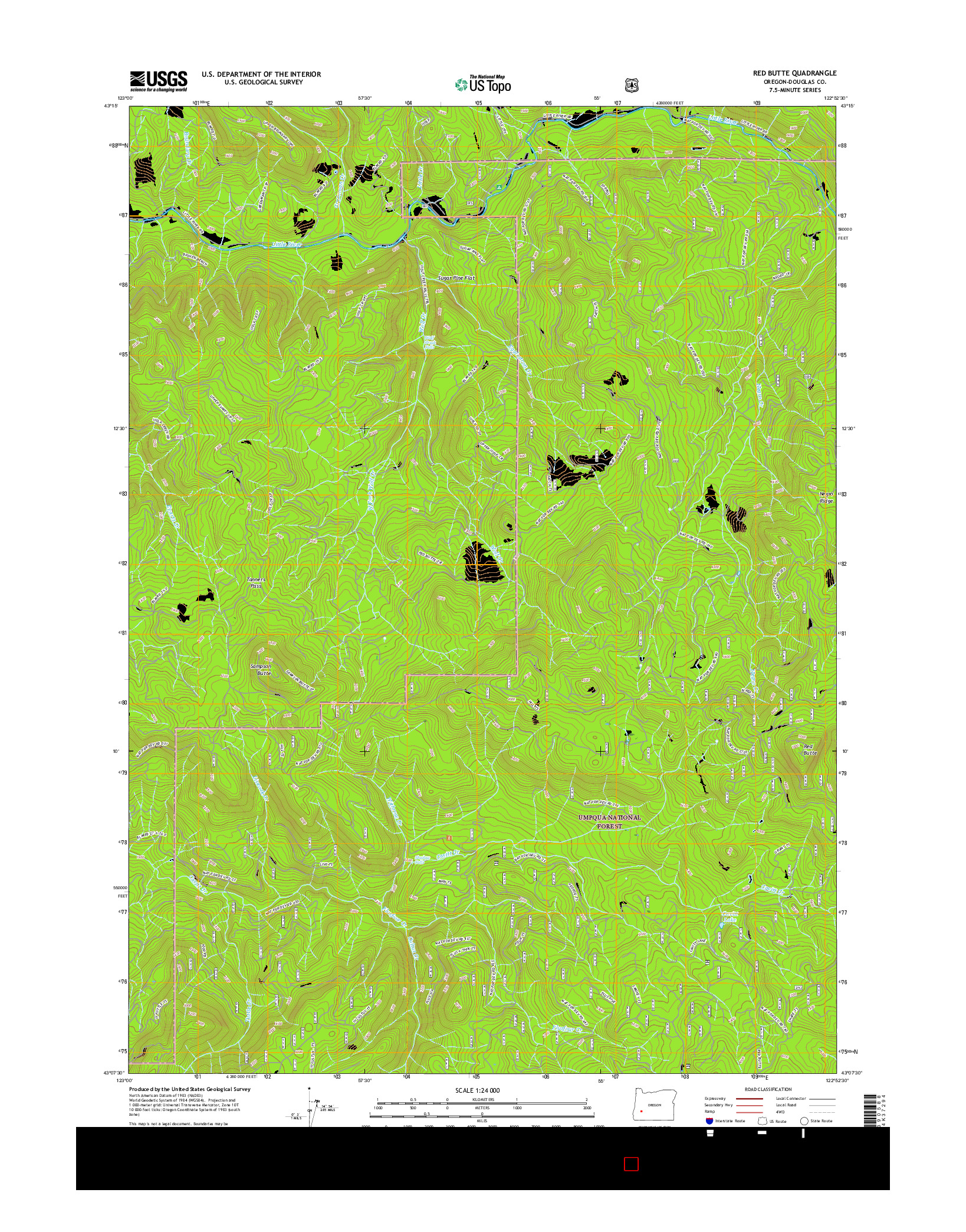 USGS US TOPO 7.5-MINUTE MAP FOR RED BUTTE, OR 2017