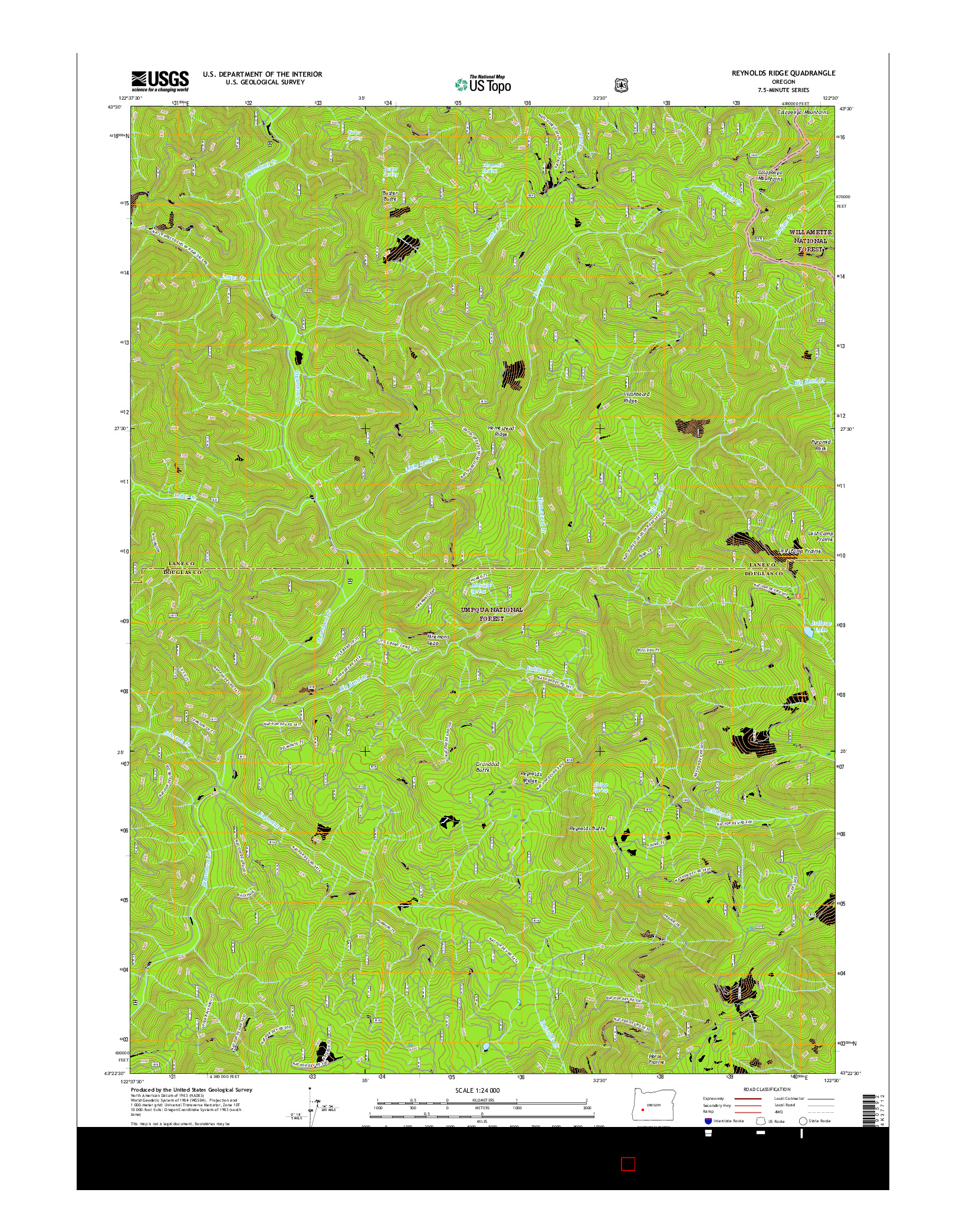 USGS US TOPO 7.5-MINUTE MAP FOR REYNOLDS RIDGE, OR 2017