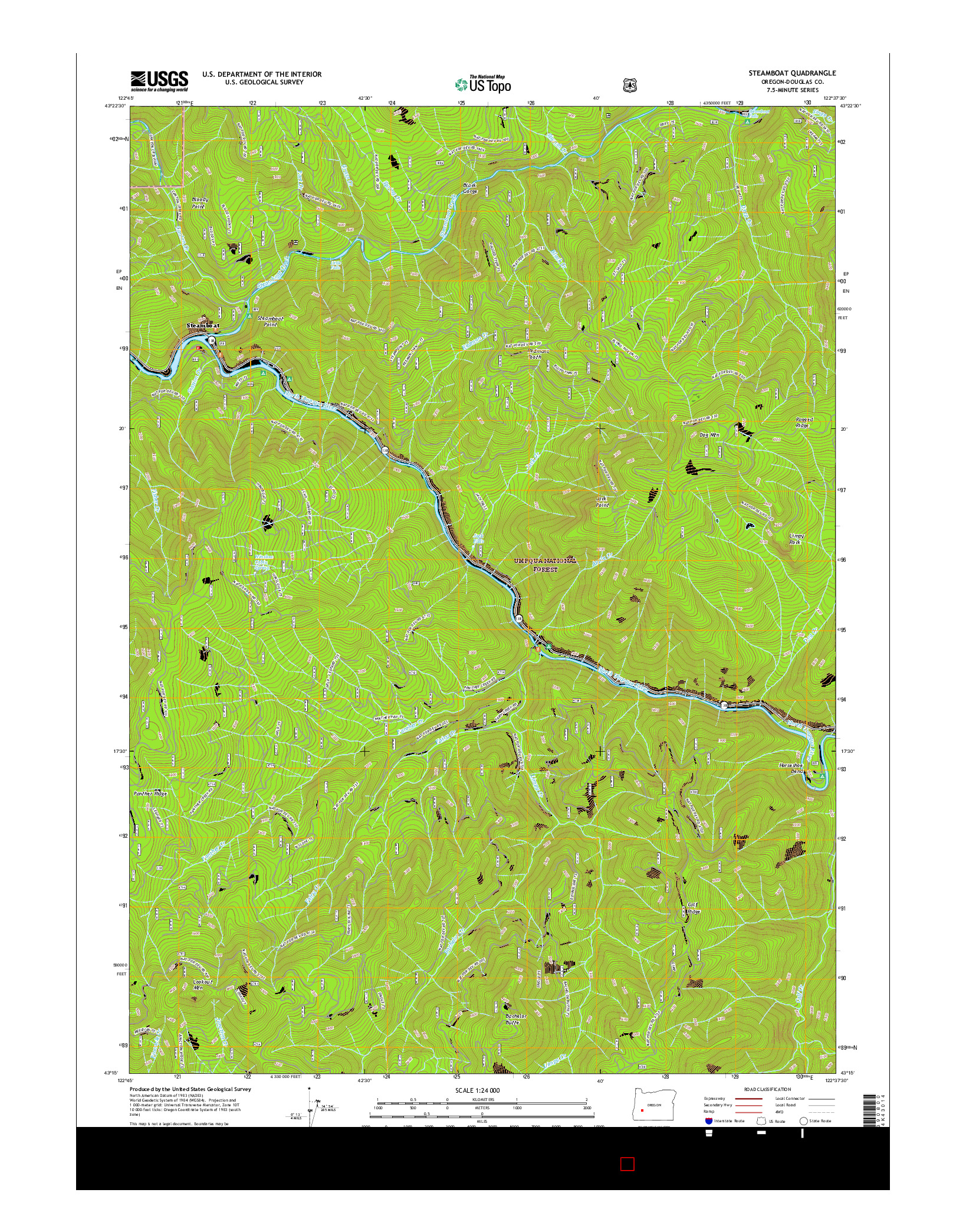 USGS US TOPO 7.5-MINUTE MAP FOR STEAMBOAT, OR 2017