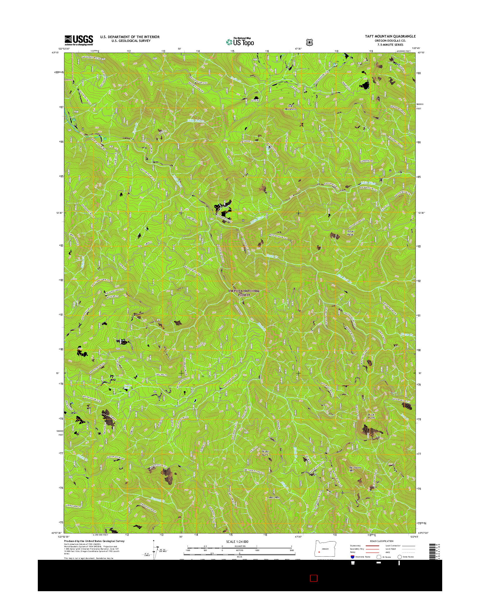 USGS US TOPO 7.5-MINUTE MAP FOR TAFT MOUNTAIN, OR 2017