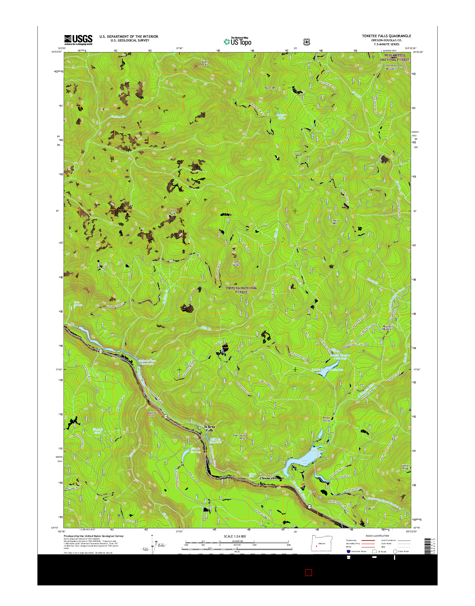 USGS US TOPO 7.5-MINUTE MAP FOR TOKETEE FALLS, OR 2017
