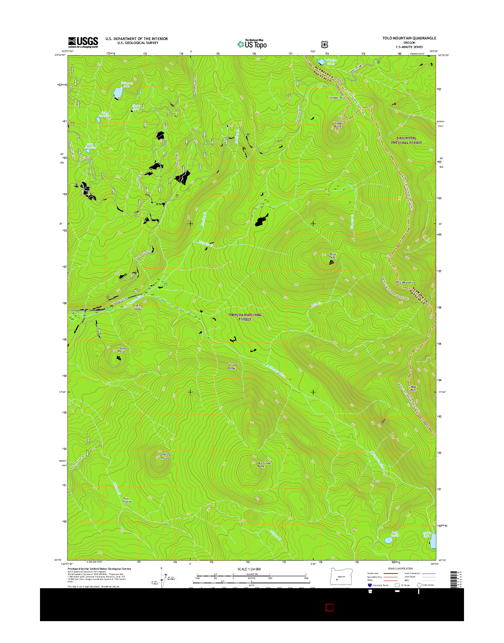 USGS US TOPO 7.5-MINUTE MAP FOR TOLO MOUNTAIN, OR 2017